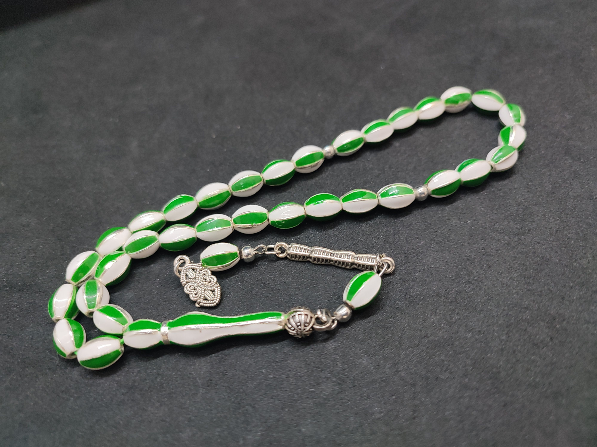 47 Gram Düşük Ayar Gümüş Tesbih 6’lı Yarma Model Sertifikalı 9672