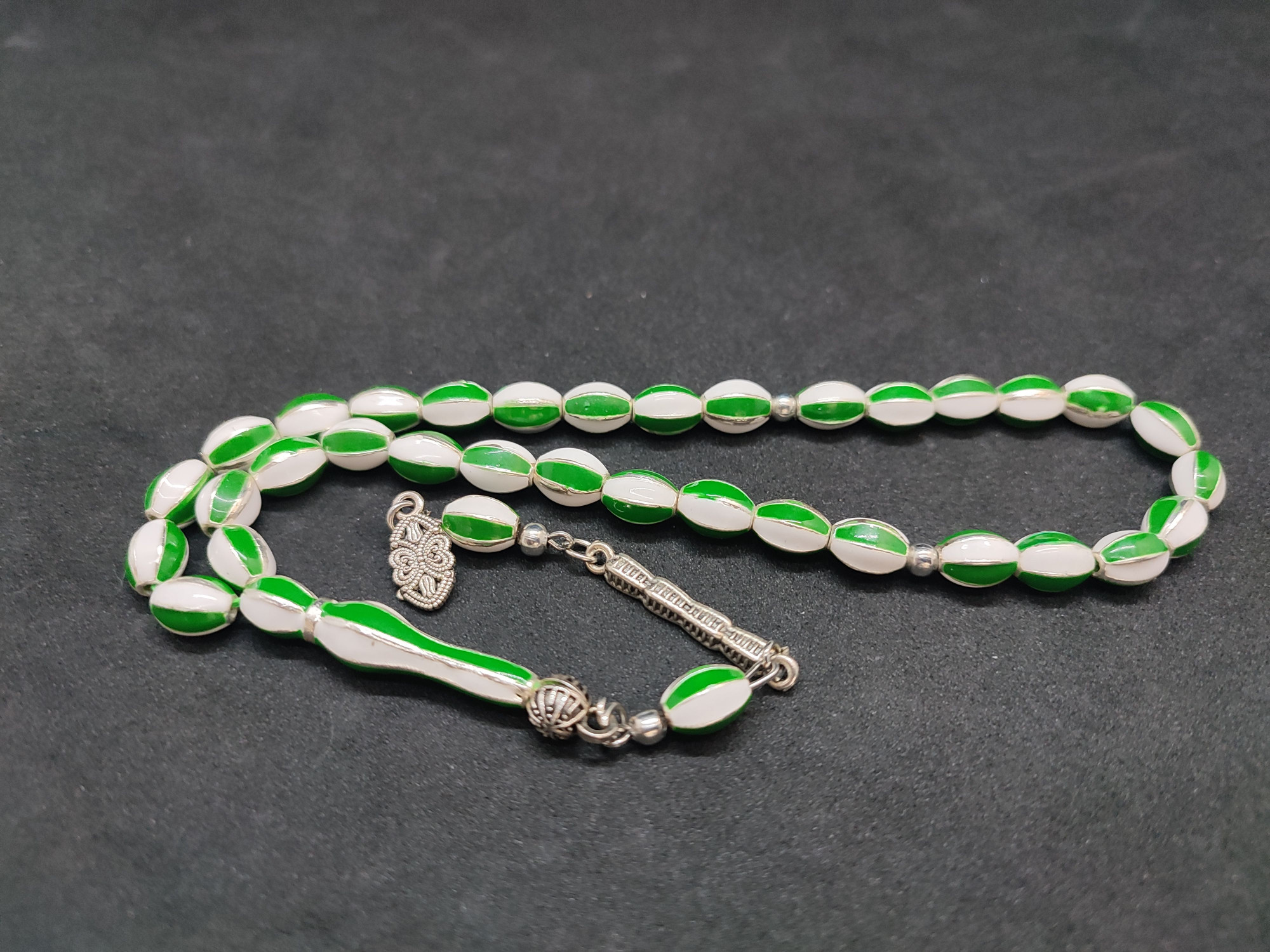 47 Gram Düşük Ayar Gümüş Tesbih 6’lı Yarma Model Sertifikalı 9672 küçük resim 2