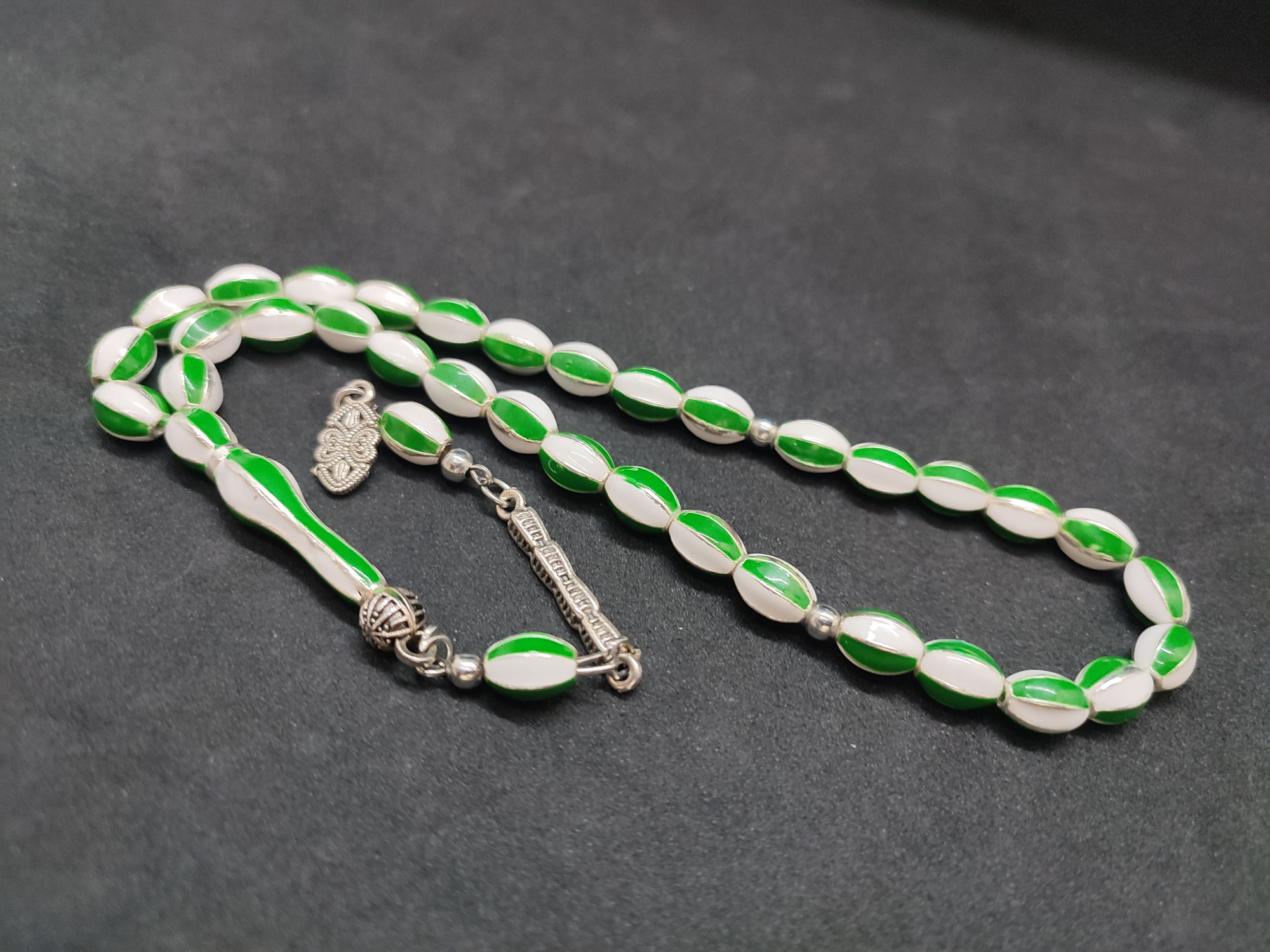 47 Gram Düşük Ayar Gümüş Tesbih 6’lı Yarma Model Sertifikalı 9672 küçük resim 4