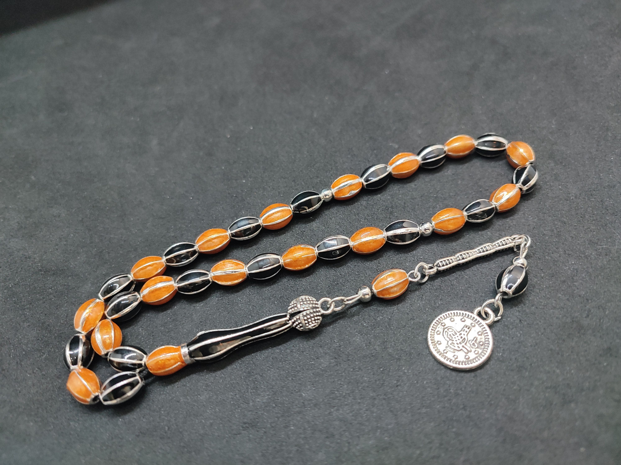 47 Gram Düşük Ayar Gümüş Tesbih 6’lı Yarma Model Sertifikalı 9673 küçük resim 2