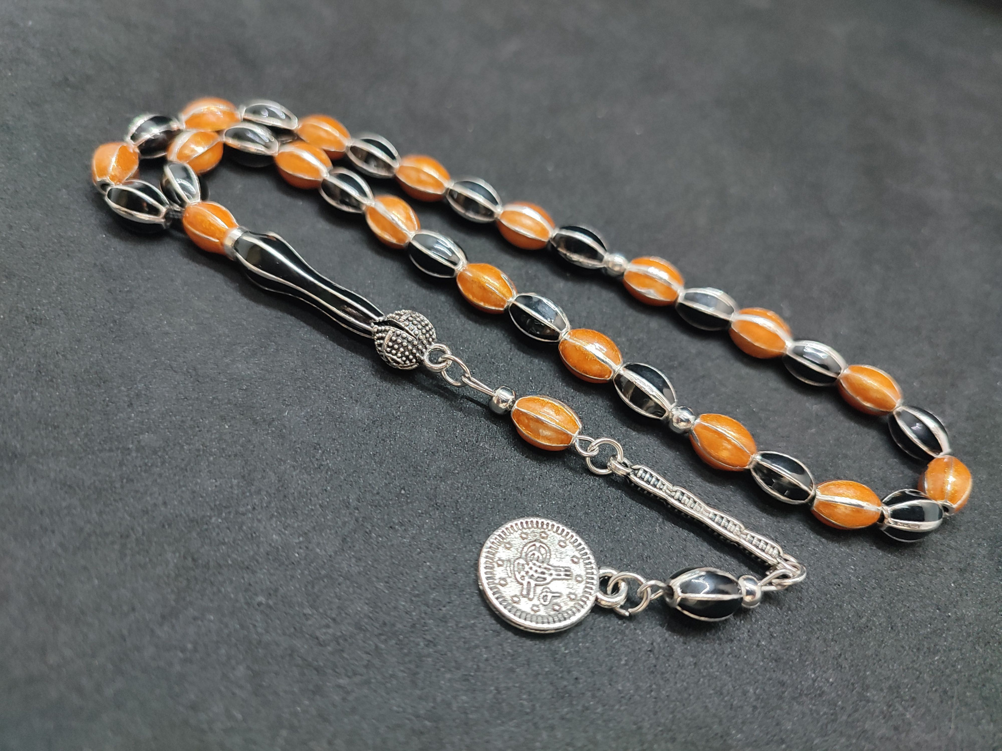 47 Gram Düşük Ayar Gümüş Tesbih 6’lı Yarma Model Sertifikalı 9673 küçük resim 4