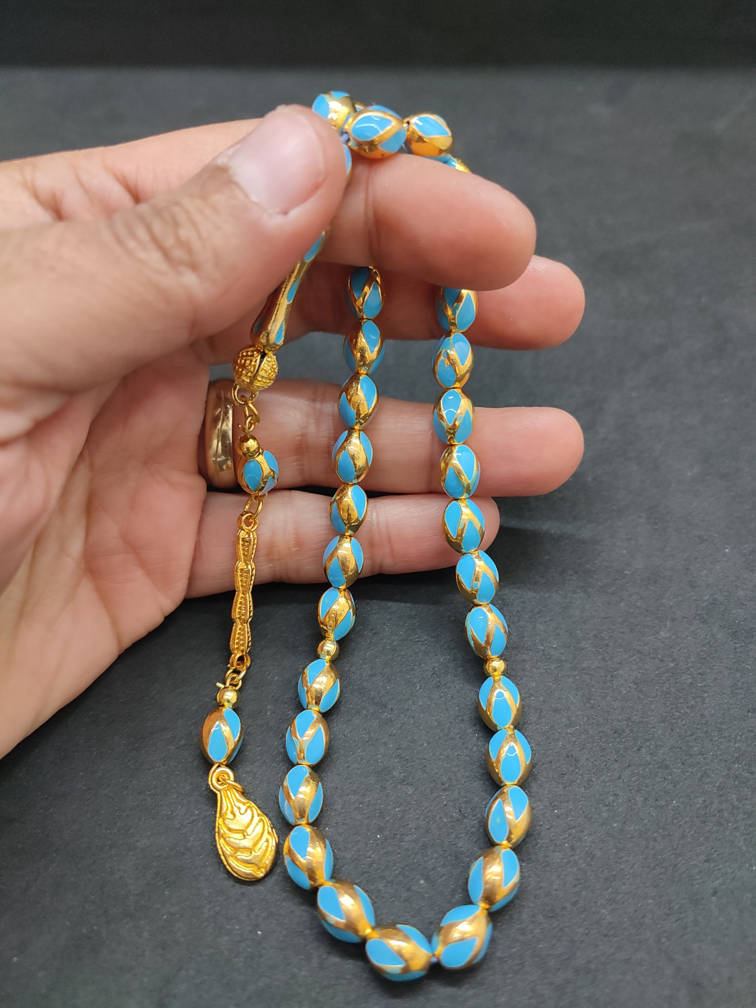 47 Gram Düşük Ayar Gümüş Tesbih 6’lı Yarma Model Sertifikalı 9674 küçük resim 5