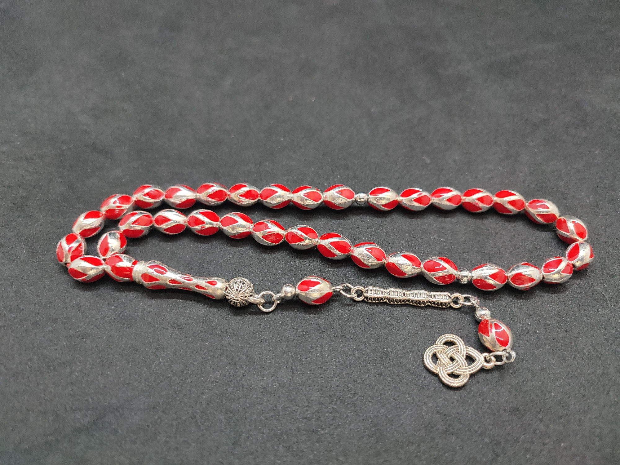 47 Gram Düşük Ayar Gümüş Tesbih 6’lı Yarma Model Sertifikalı 9675 küçük resim 2