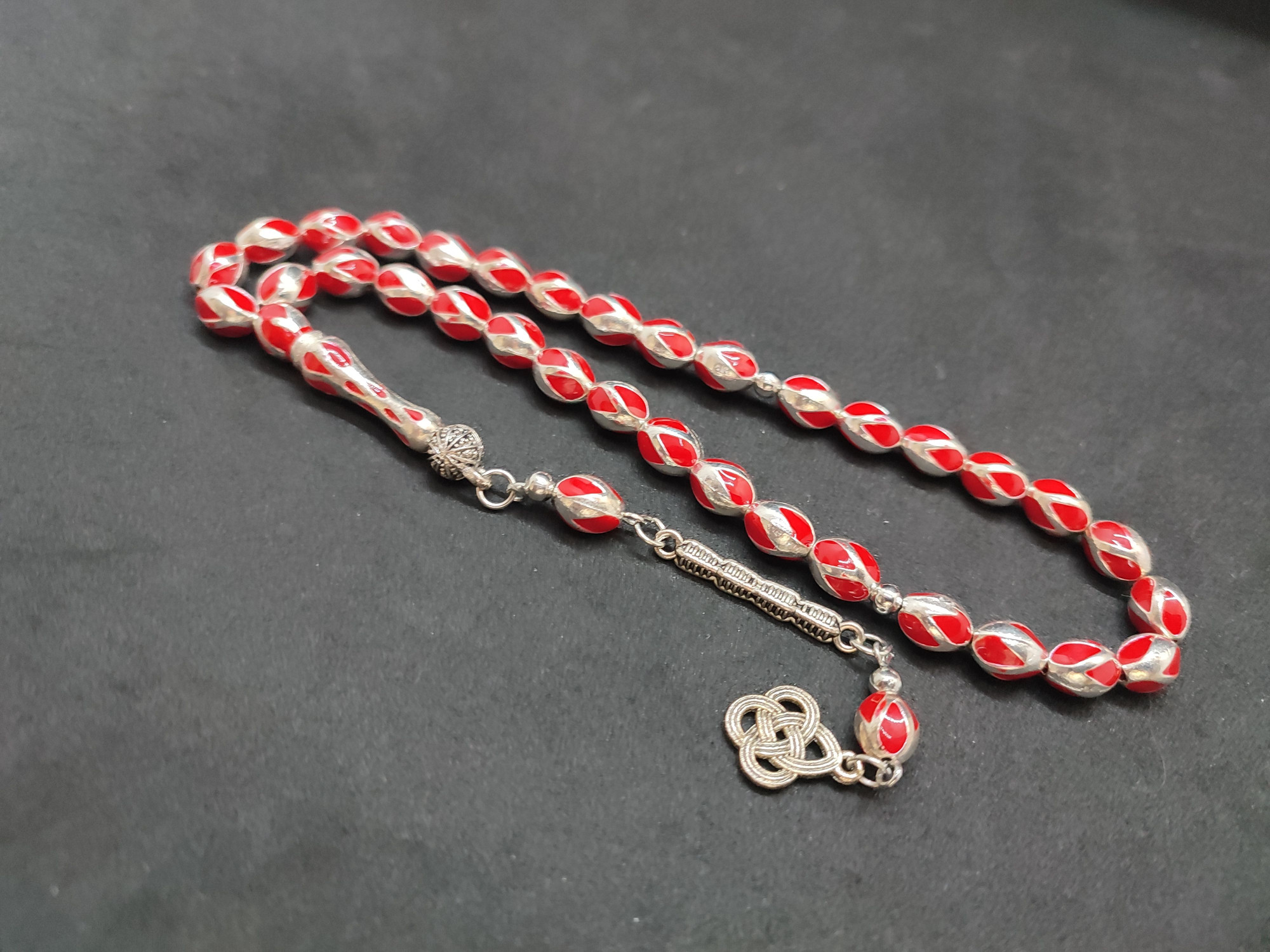 47 Gram Düşük Ayar Gümüş Tesbih 6’lı Yarma Model Sertifikalı 9675 küçük resim 4