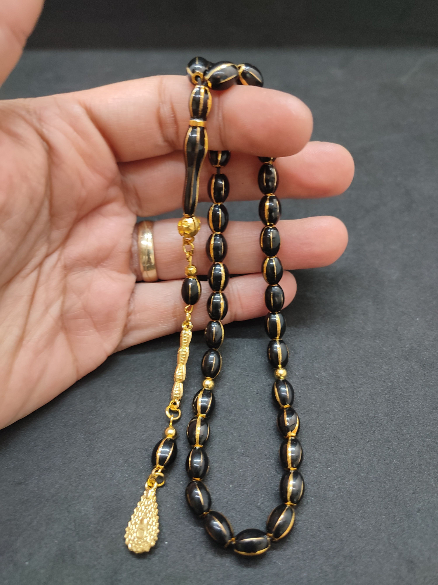 47 Gram Düşük Ayar Gümüş Tesbih 6’lı Yarma Model Sertifikalı 9676 küçük resim 4