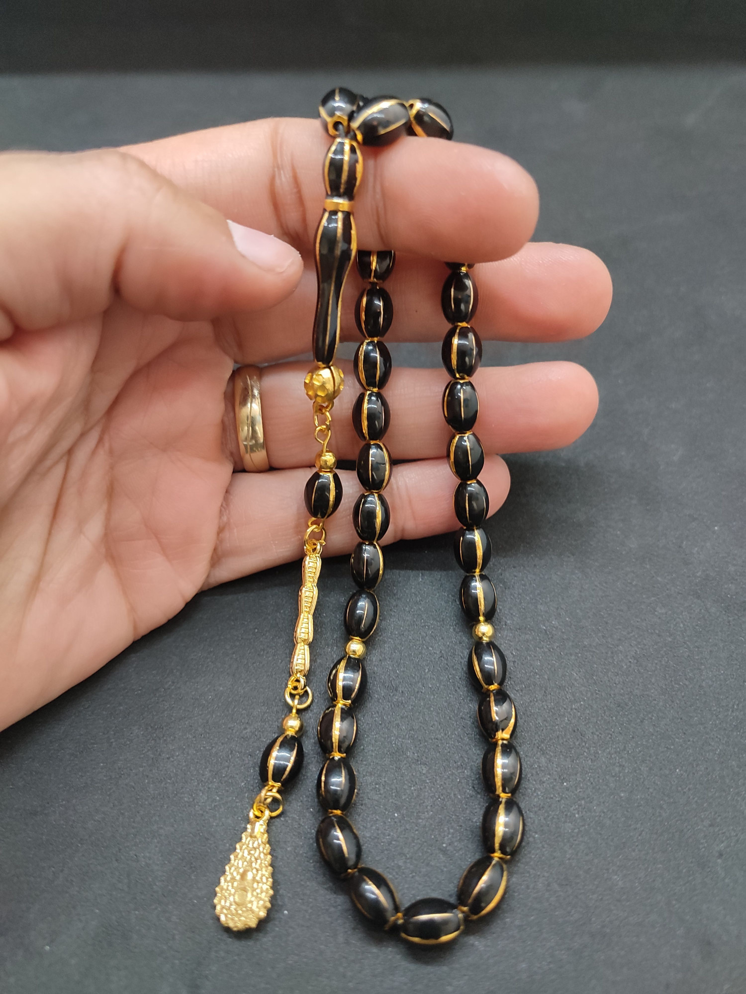 47 Gram Düşük Ayar Gümüş Tesbih 6’lı Yarma Model Sertifikalı 9676 küçük resim 5