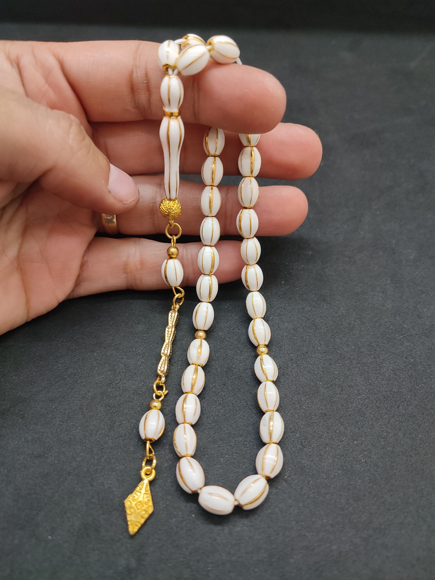 47 Gram Düşük Ayar Gümüş Tesbih 6’lı Yarma Model Sertifikalı 9677 küçük resim 5