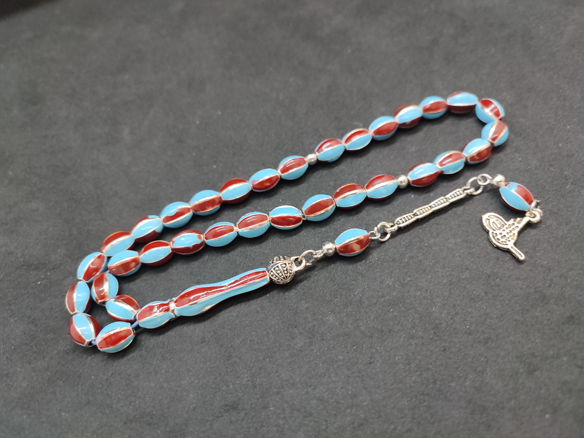 47 Gram Düşük Ayar Gümüş Tesbih 6’lı Yarma Model Sertifikalı 9678