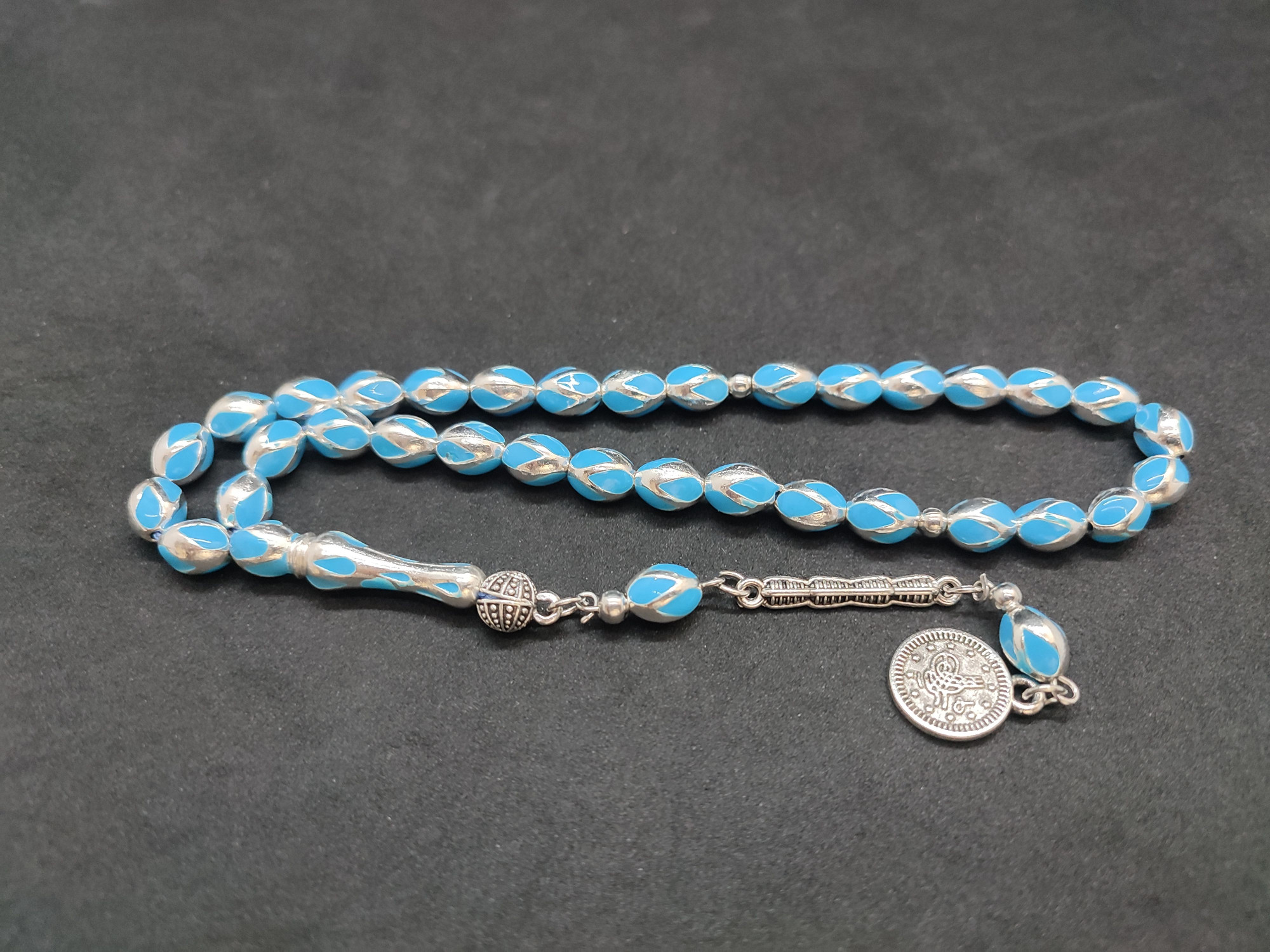 47 Gram Düşük Ayar Gümüş Tesbih 6’lı Yarma Model Sertifikalı 9680