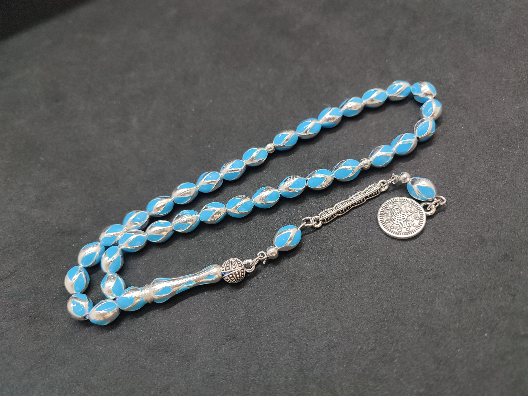 47 Gram Düşük Ayar Gümüş Tesbih 6’lı Yarma Model Sertifikalı 9680 küçük resim 2