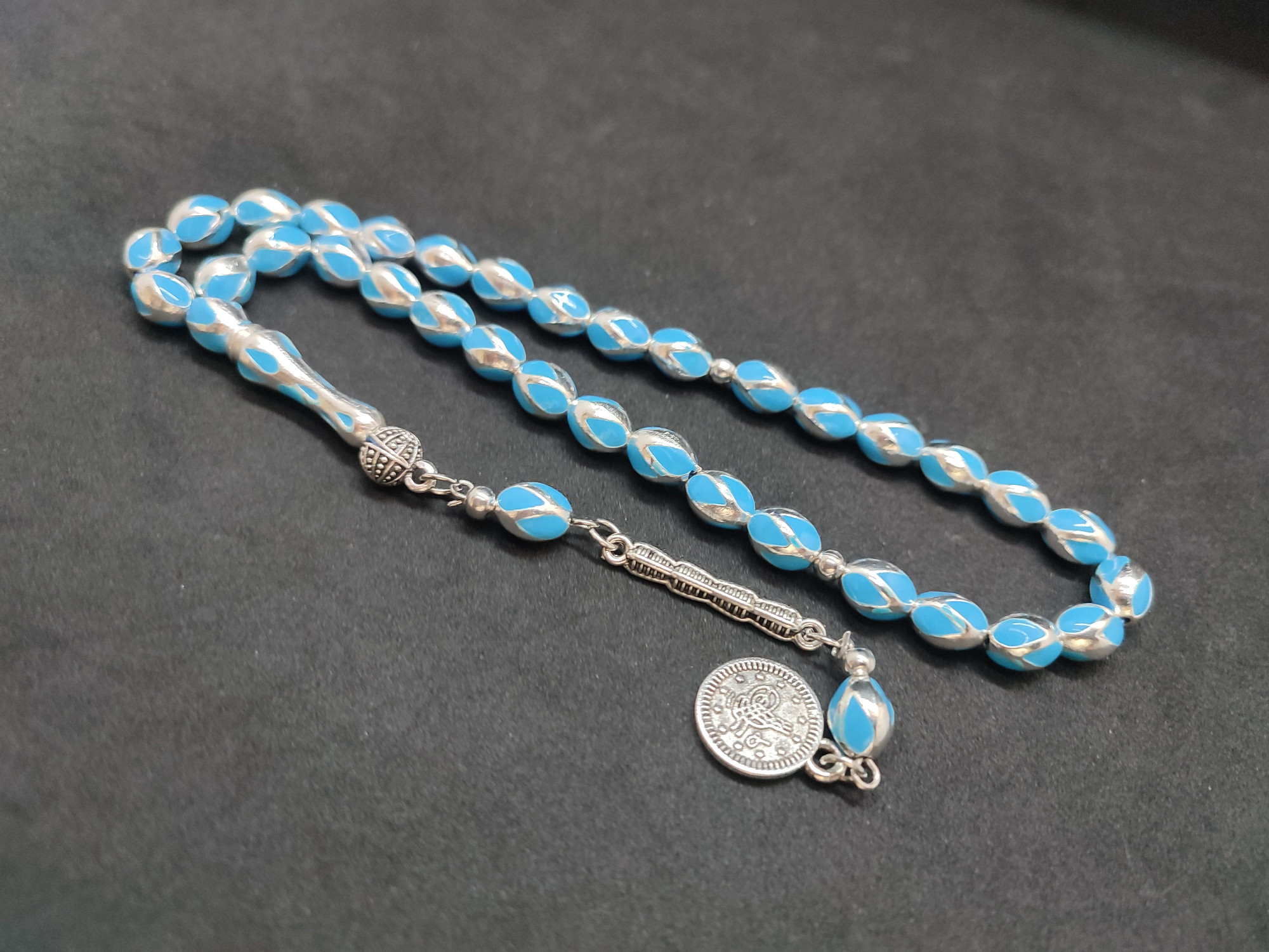 47 Gram Düşük Ayar Gümüş Tesbih 6’lı Yarma Model Sertifikalı 9680 küçük resim 3