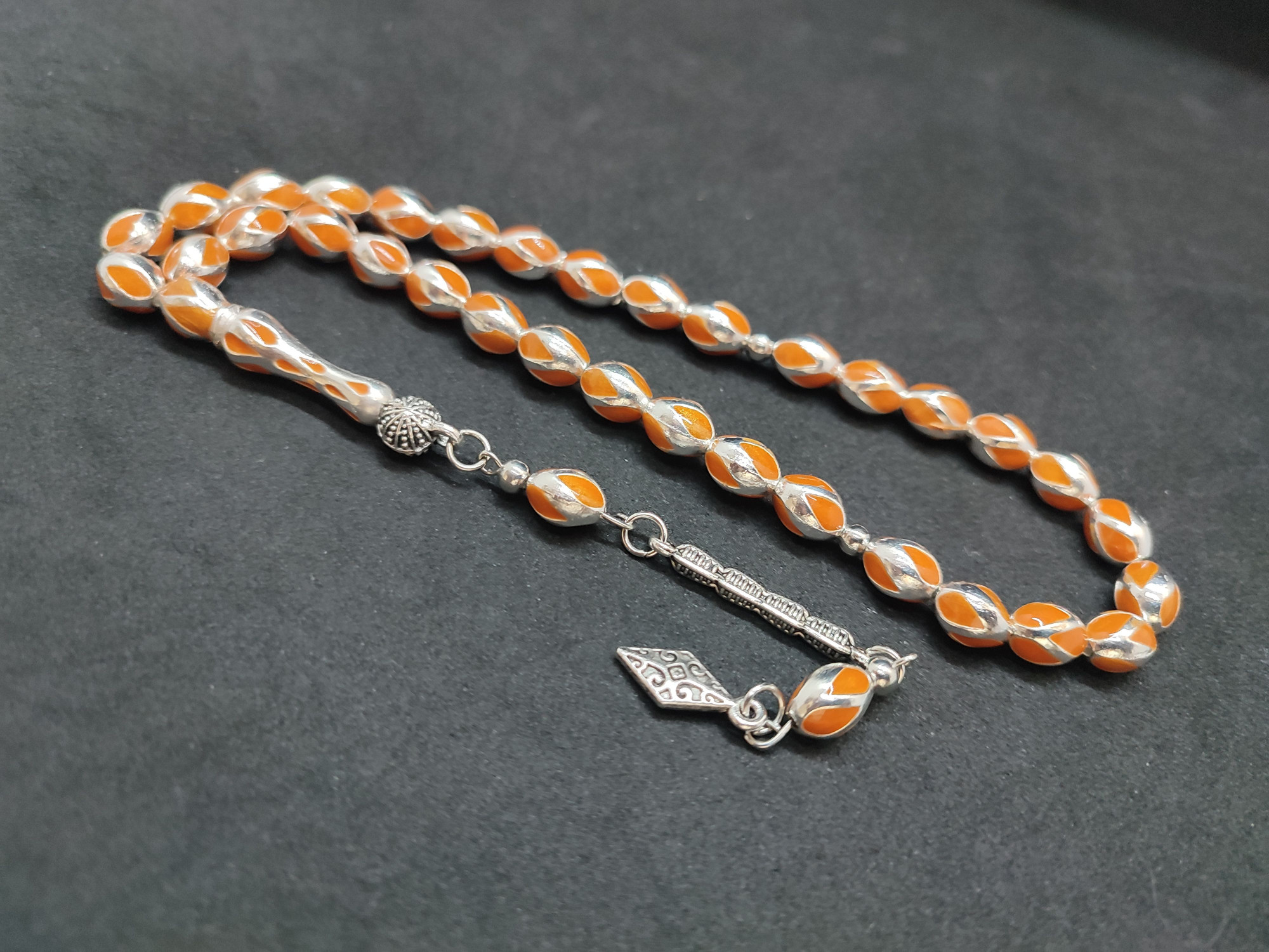 47 Gram Düşük Ayar Gümüş Tesbih 6’lı Yarma Model Sertifikalı 9681 küçük resim 4