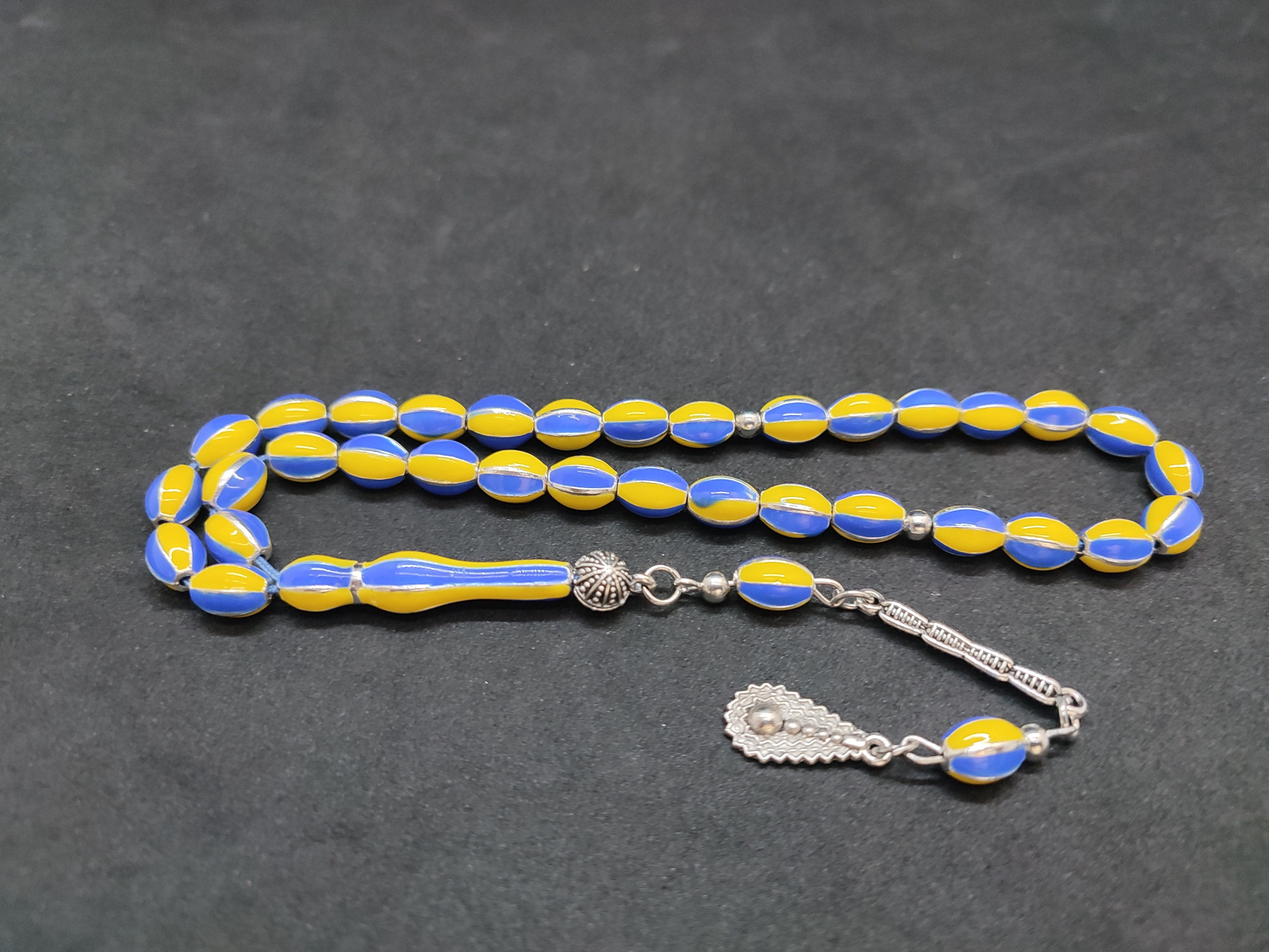 47 Gram Düşük Ayar Gümüş Tesbih 6’lı Yarma Model Sertifikalı 9682