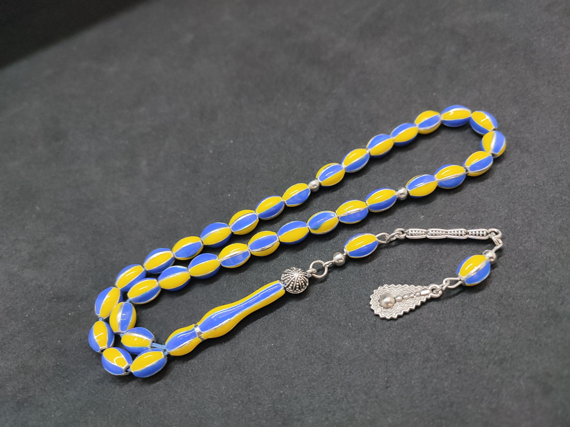 47 Gram Düşük Ayar Gümüş Tesbih 6’lı Yarma Model Sertifikalı 9682 küçük resim 2