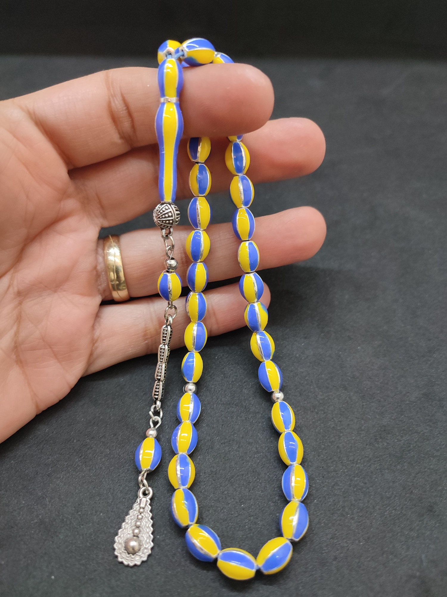 47 Gram Düşük Ayar Gümüş Tesbih 6’lı Yarma Model Sertifikalı 9682 küçük resim 3