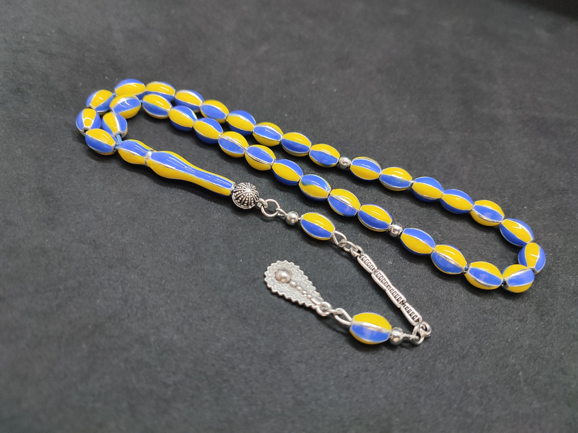 47 Gram Düşük Ayar Gümüş Tesbih 6’lı Yarma Model Sertifikalı 9682 küçük resim 4