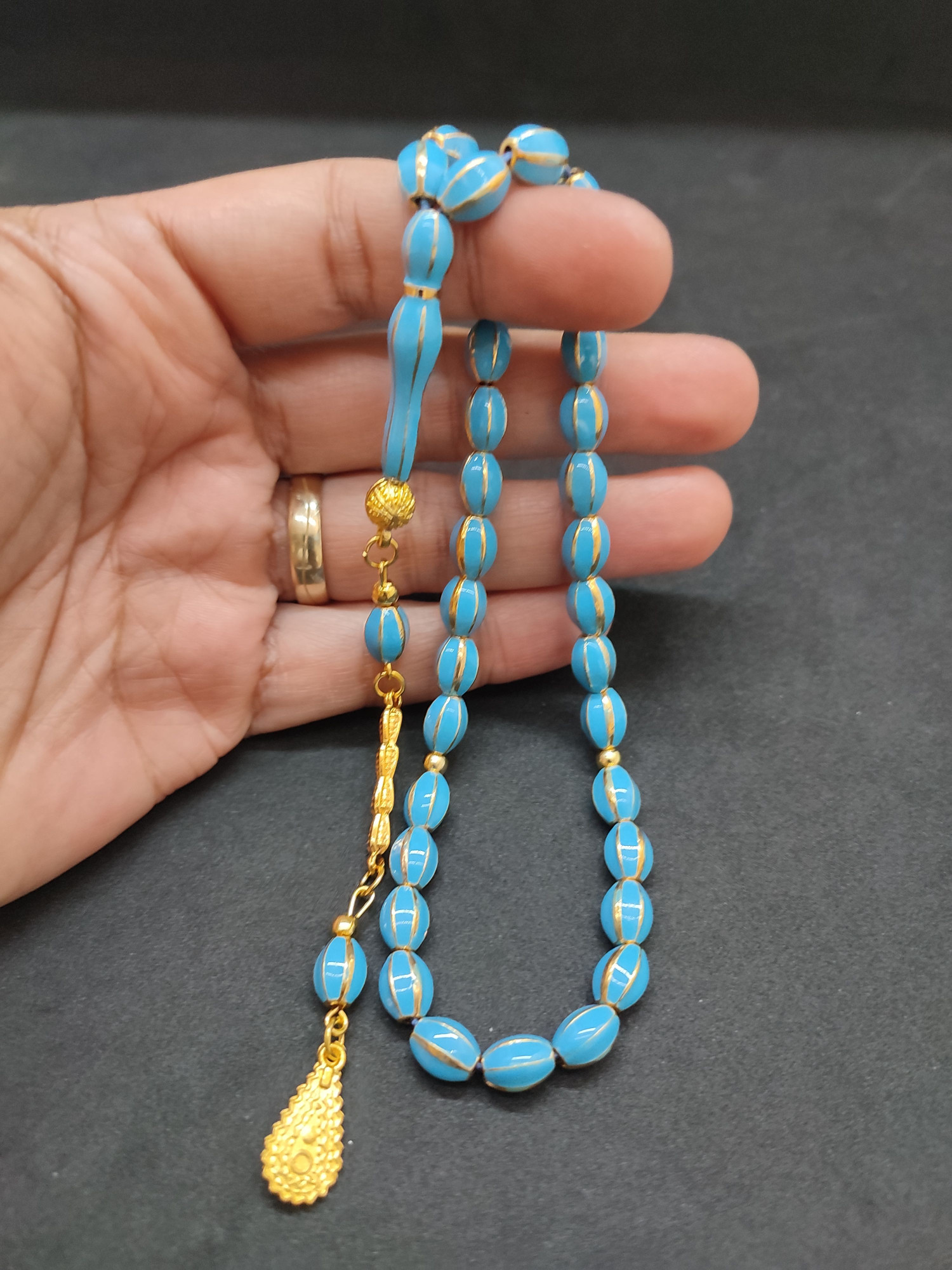 47 Gram Düşük Ayar Gümüş Tesbih 6’lı Yarma Model Sertifikalı 9683 küçük resim 4