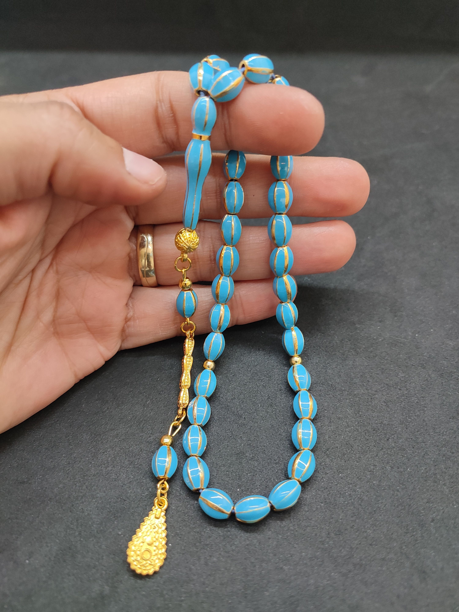 47 Gram Düşük Ayar Gümüş Tesbih 6’lı Yarma Model Sertifikalı 9683 küçük resim 5