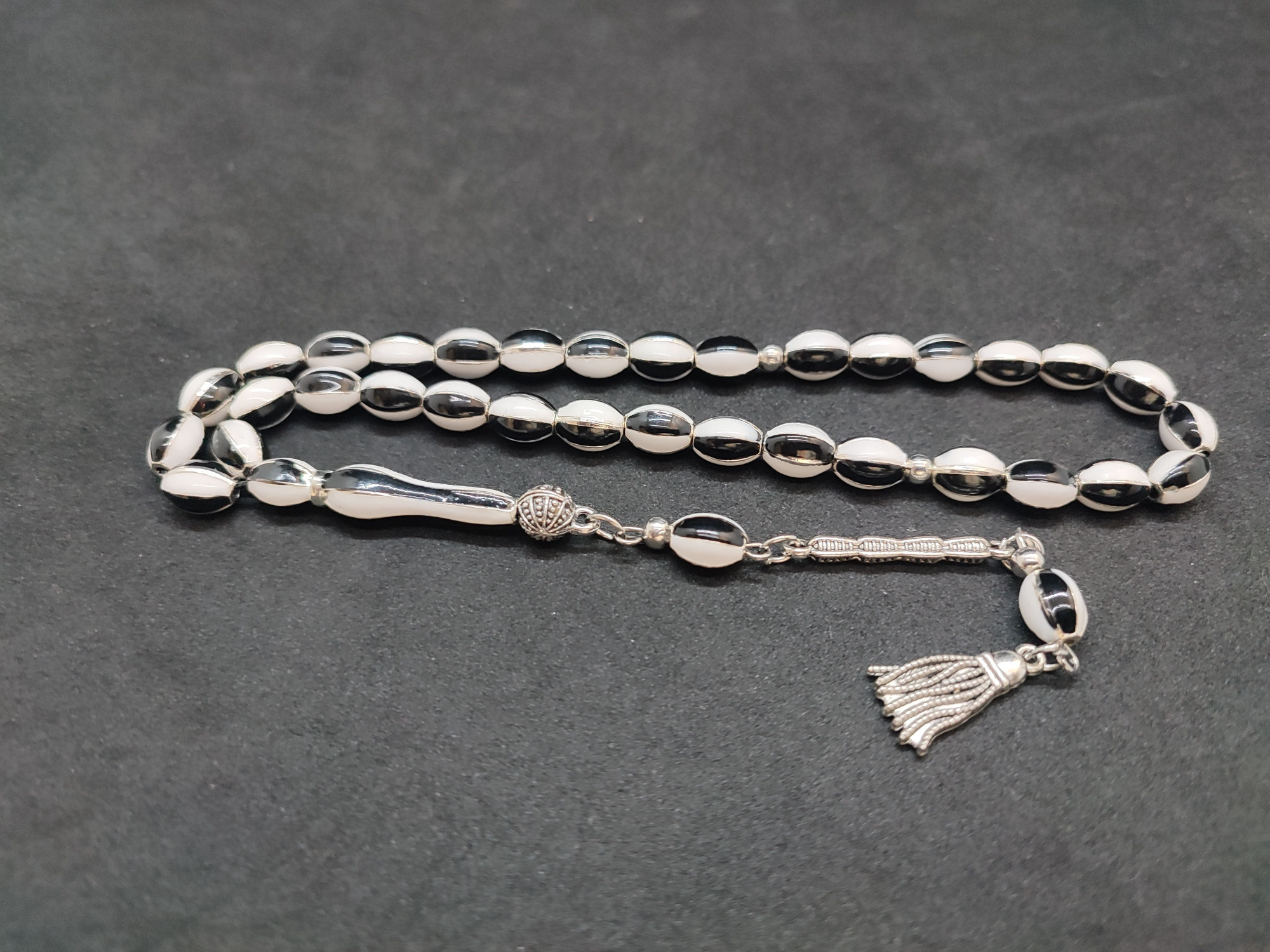 47 Gram Düşük Ayar Gümüş Tesbih 6’lı Yarma Model Sertifikalı 9684 küçük resim 2