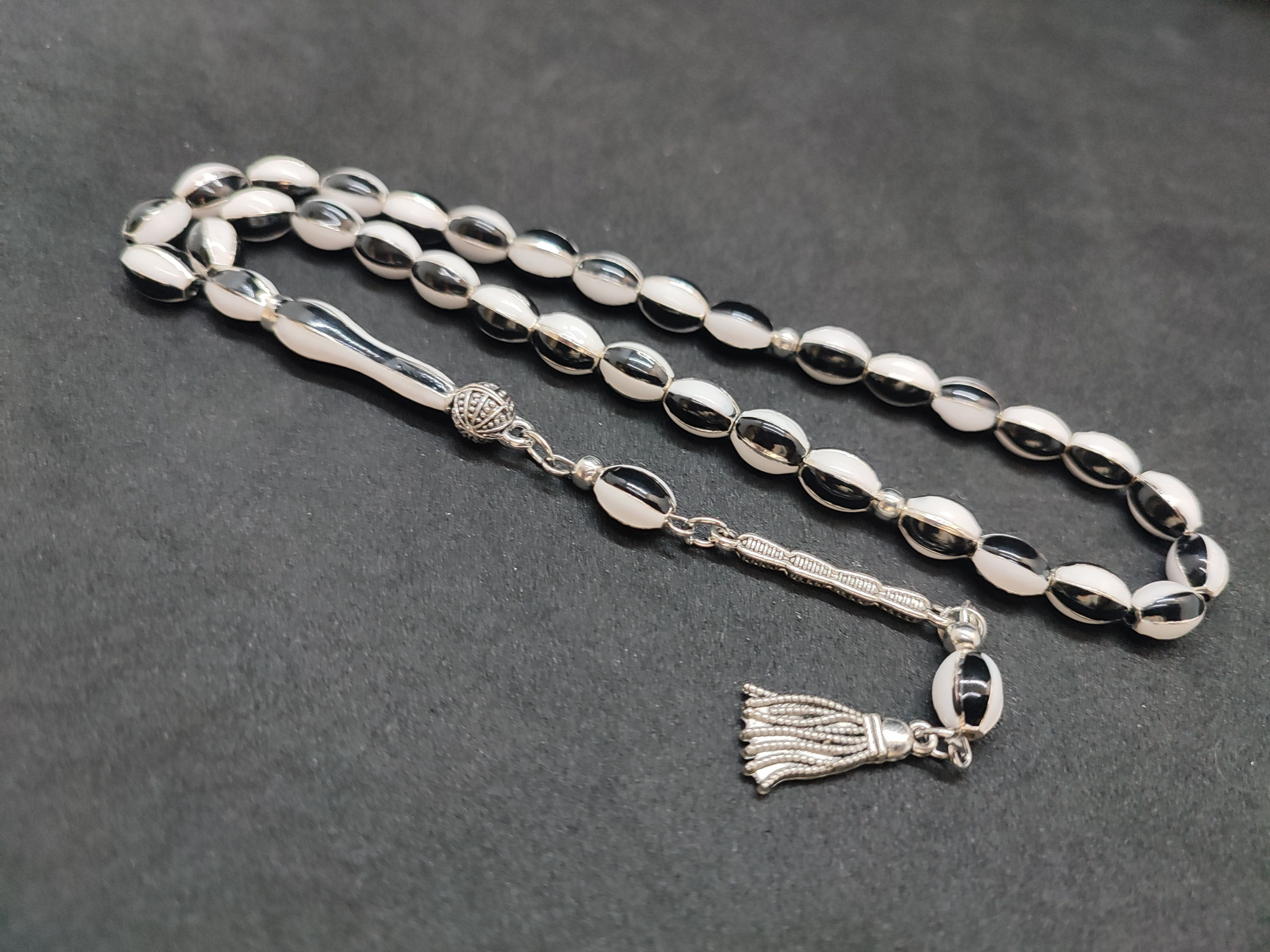 47 Gram Düşük Ayar Gümüş Tesbih 6’lı Yarma Model Sertifikalı 9684 küçük resim 4