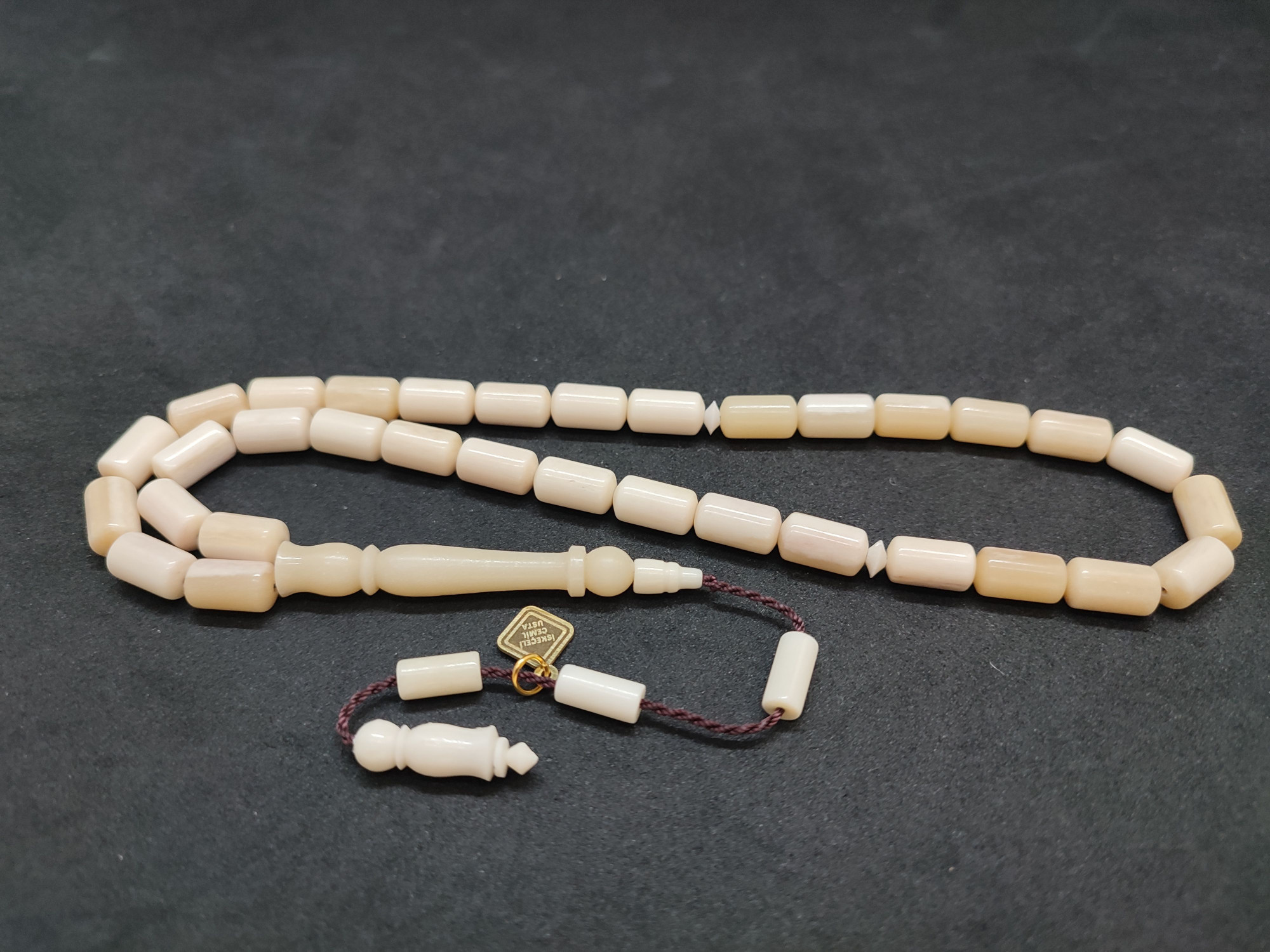 İskeçeli Cemil Usta Eseri Kuru Torna Yarı Özlü Naturel Balina Kemiği Sertifikalı 9690 küçük resim 2