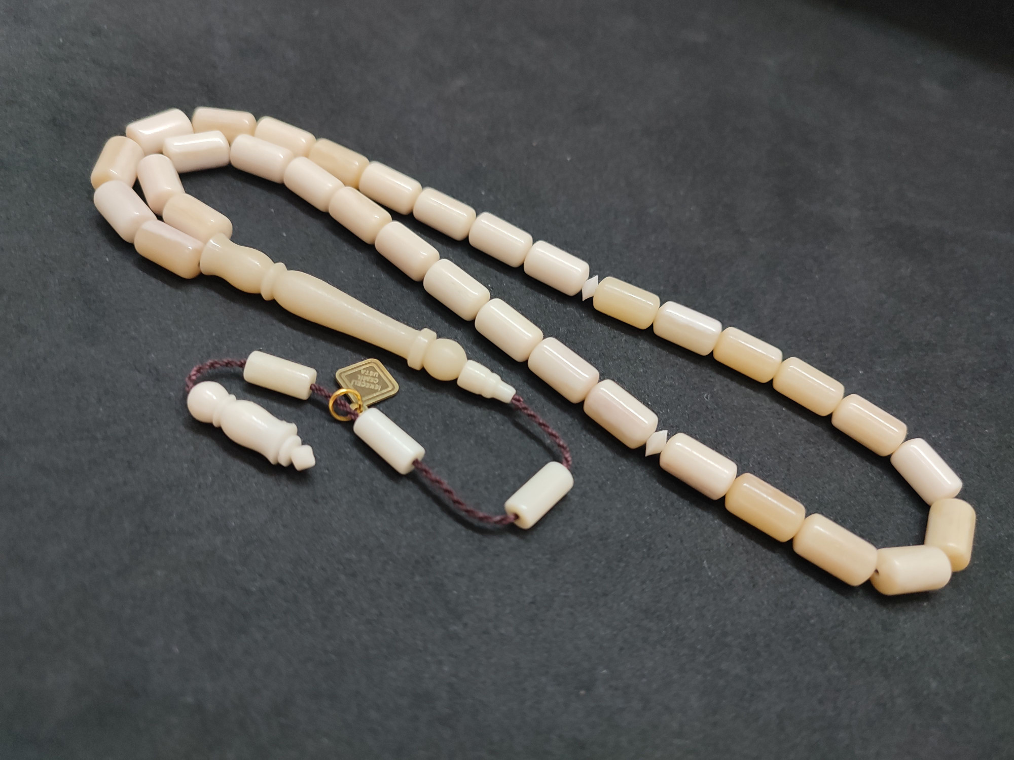 İskeçeli Cemil Usta Eseri Kuru Torna Yarı Özlü Naturel Balina Kemiği Sertifikalı 9690 küçük resim 3