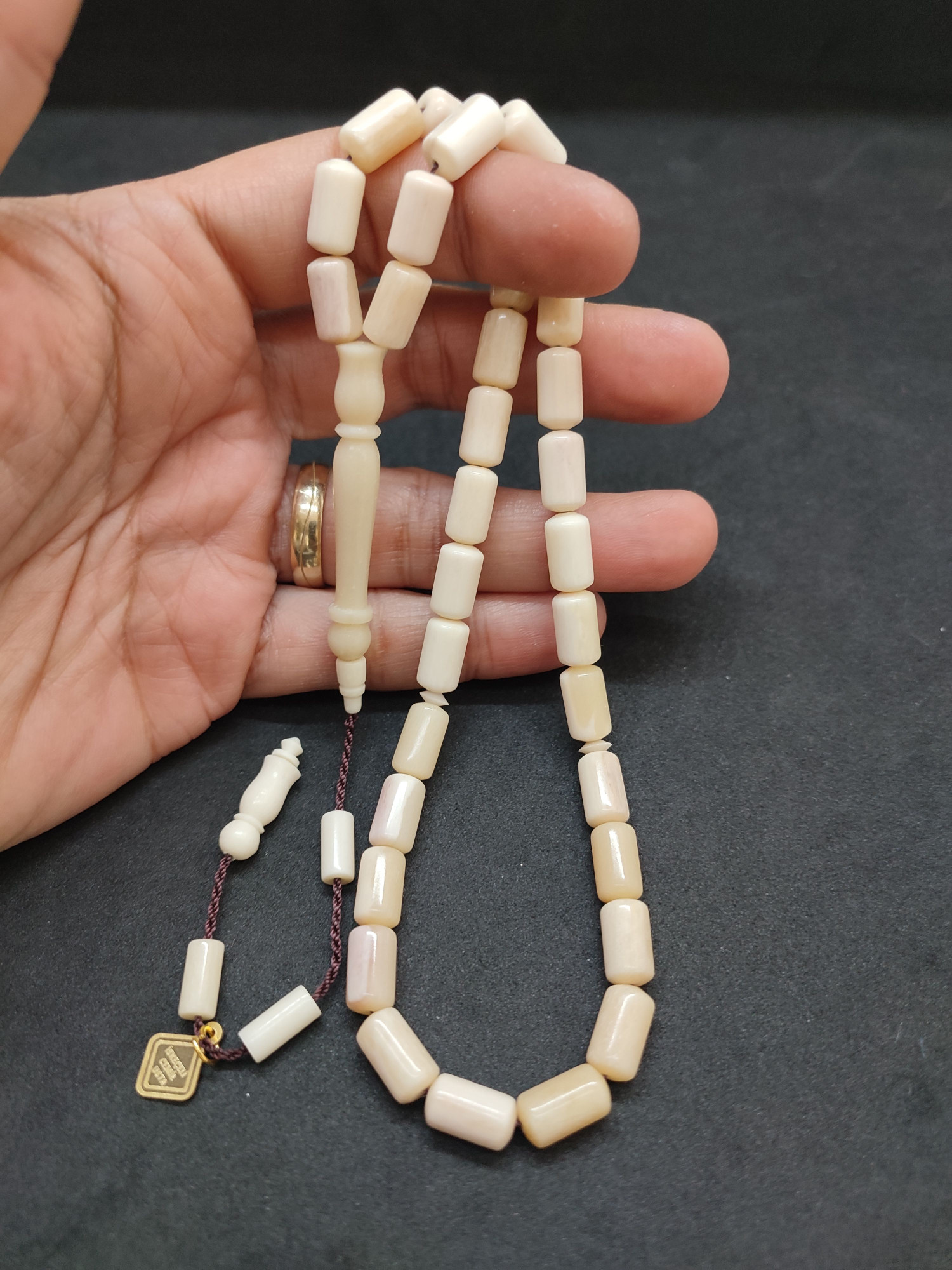 İskeçeli Cemil Usta Eseri Kuru Torna Yarı Özlü Naturel Balina Kemiği Sertifikalı 9690 küçük resim 4