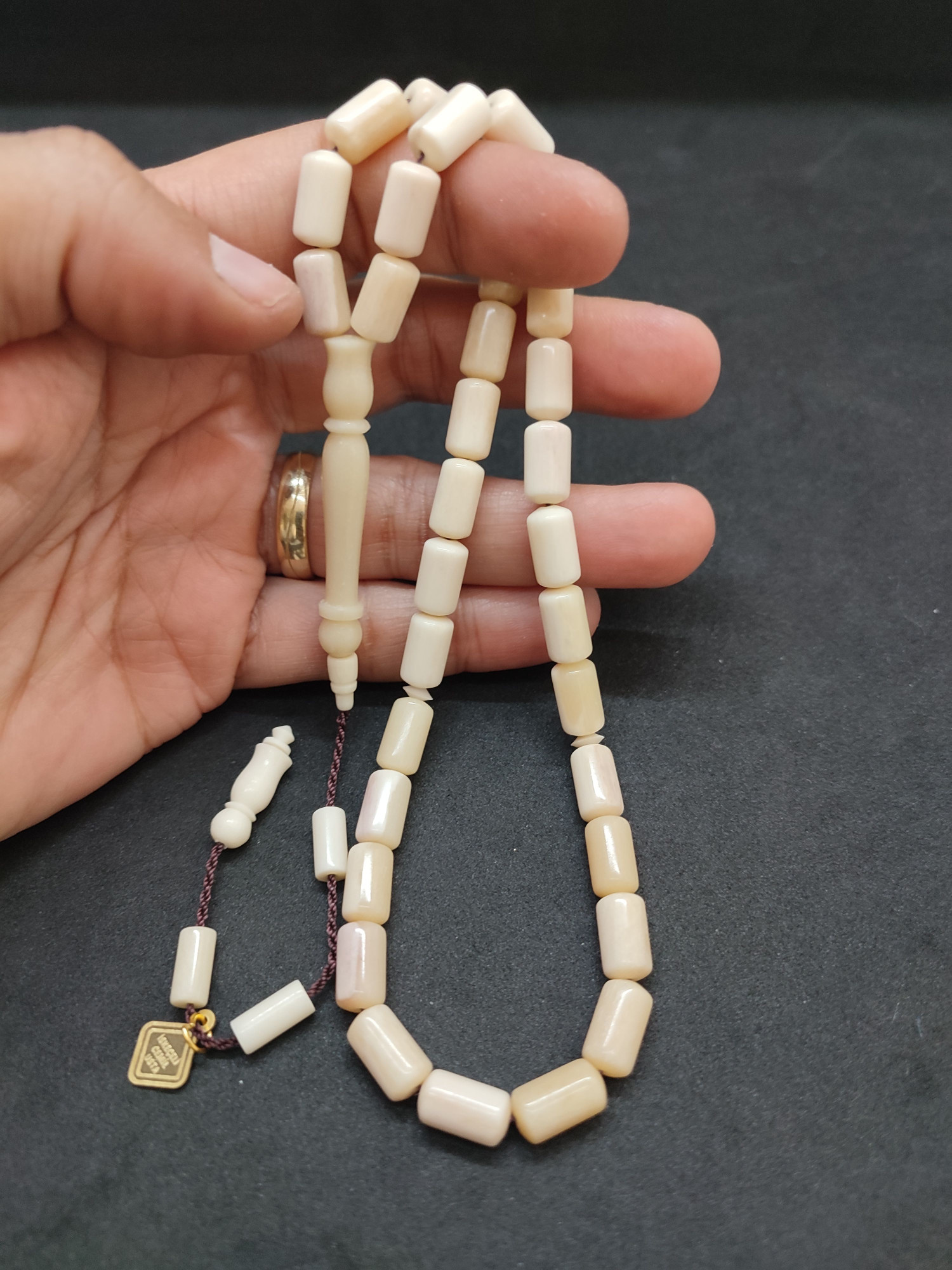 İskeçeli Cemil Usta Eseri Kuru Torna Yarı Özlü Naturel Balina Kemiği Sertifikalı 9690 küçük resim 5