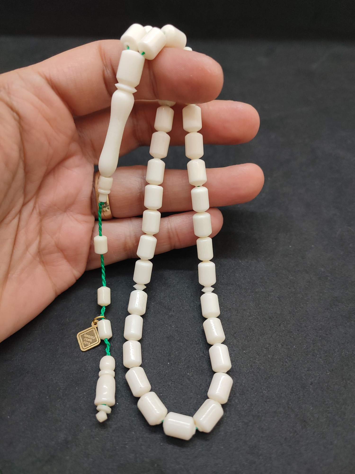 İskeçeli Cemil Usta Eseri Kuru Torna Çift Kat Cilalı El Boy  Naturel Deve Kemiği Sertifikalı 9691 küçük resim 3