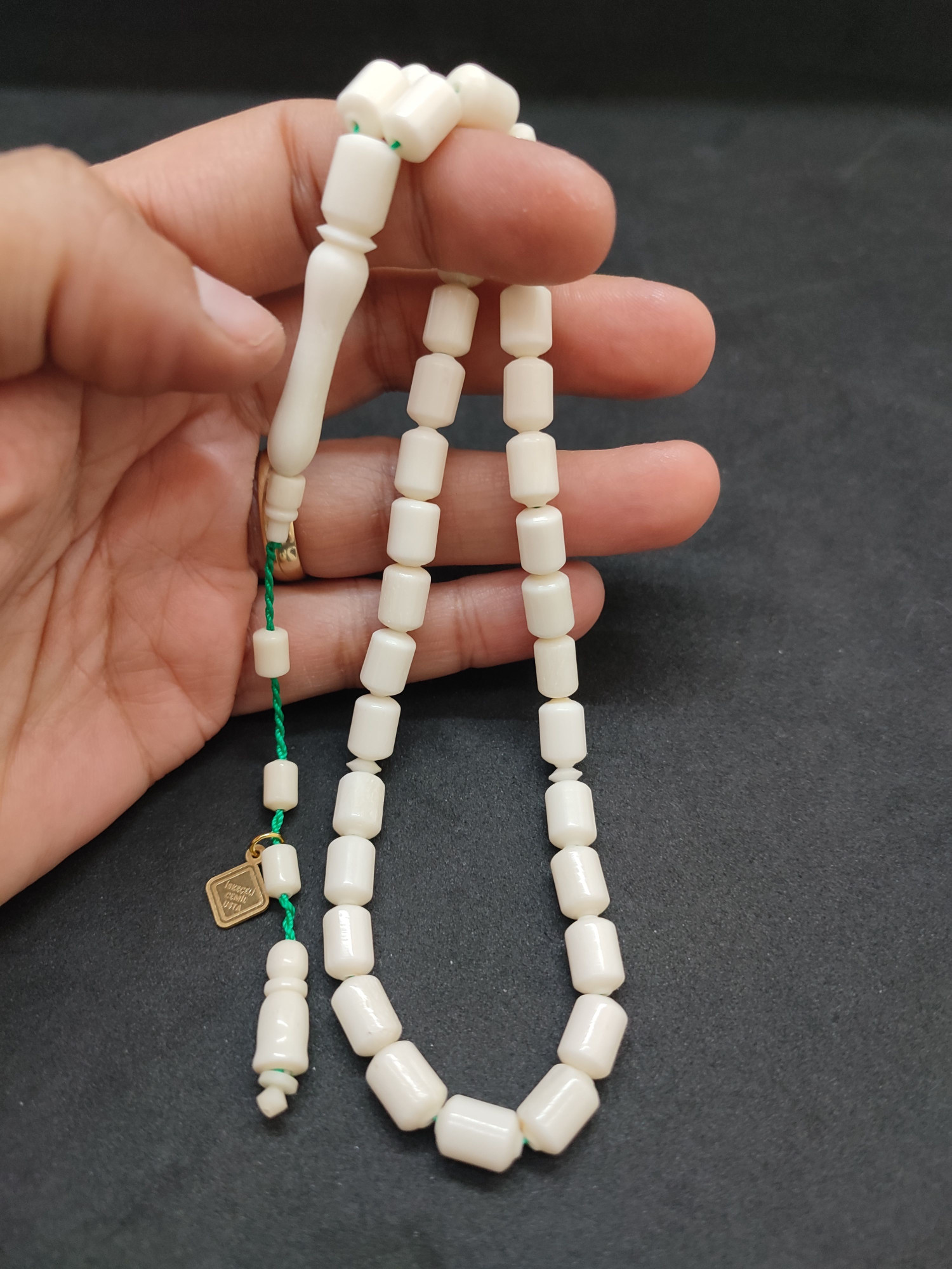 İskeçeli Cemil Usta Eseri Kuru Torna Çift Kat Cilalı El Boy  Naturel Deve Kemiği Sertifikalı 9691 küçük resim 5