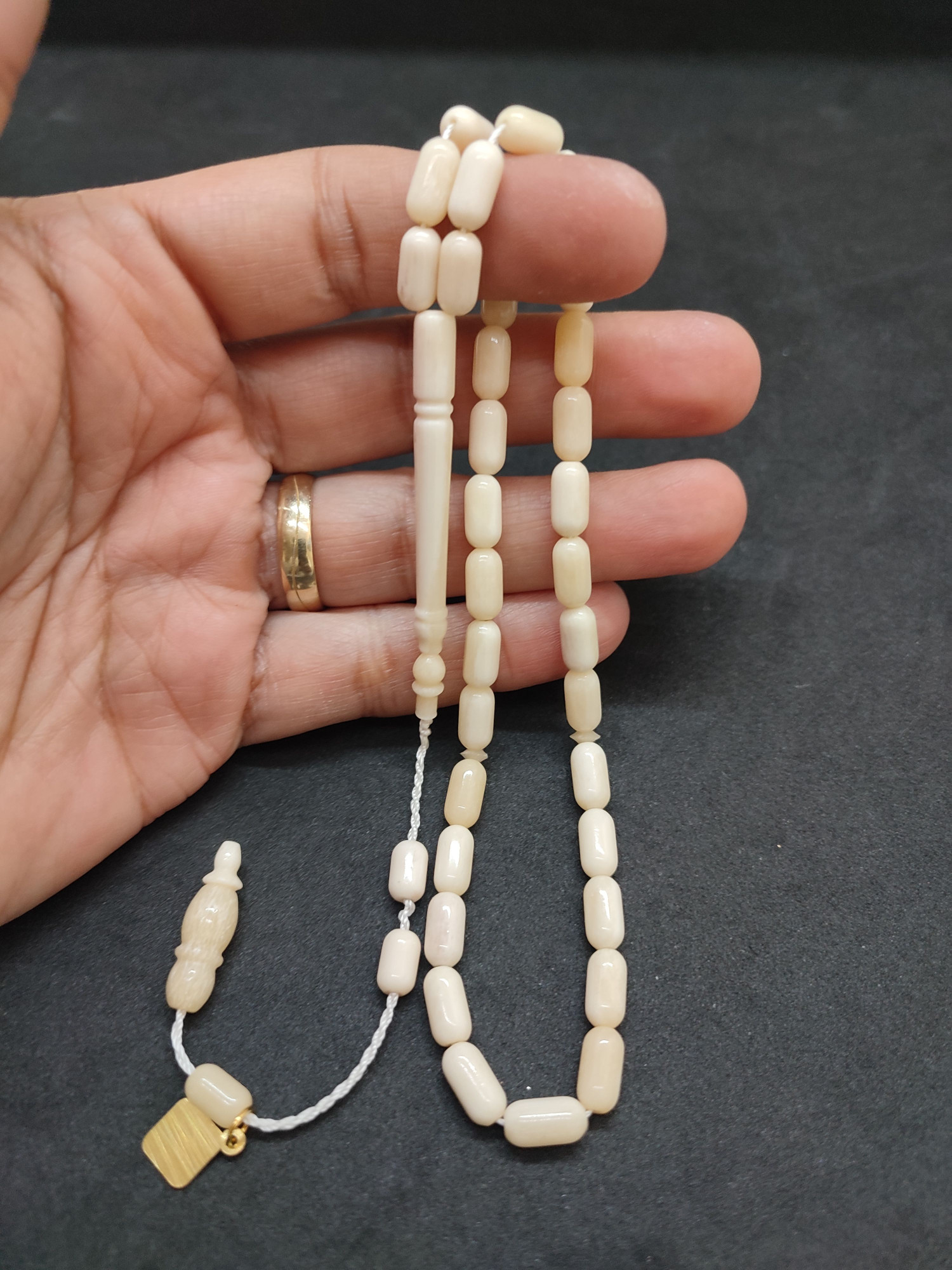 İskeçeli Cemil Usta Eseri Kuru Torna Yarı Özlü El Boy Naturel Balina Kemiği Sertifikalı 9692 küçük resim 4