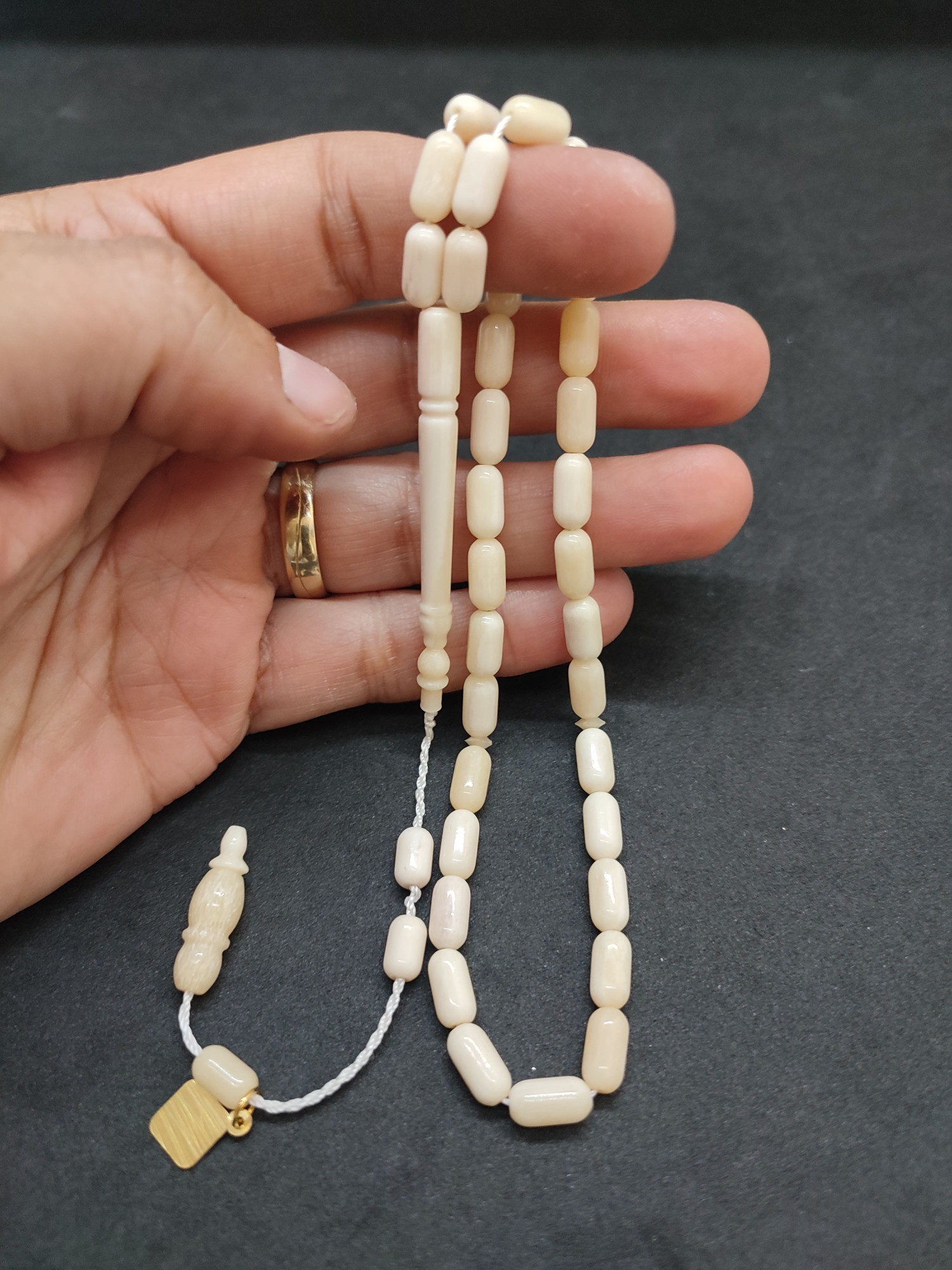 İskeçeli Cemil Usta Eseri Kuru Torna Yarı Özlü El Boy Naturel Balina Kemiği Sertifikalı 9692 küçük resim 5