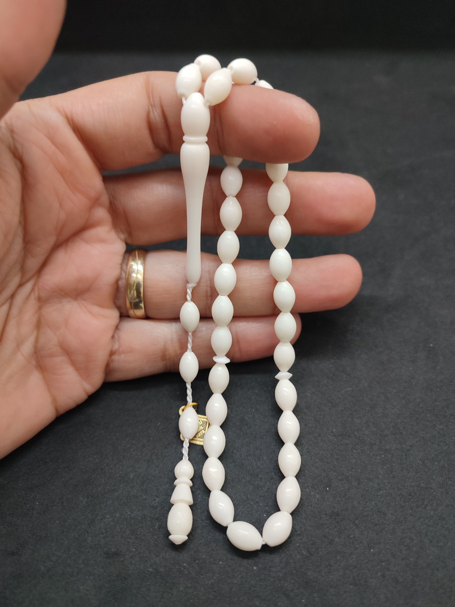 İskeçeli Cemil Usta Eseri Kuru Torna Çift Cİlalı El Boy Naturel Deve Kemiği Sertifikalı 9696 küçük resim 3