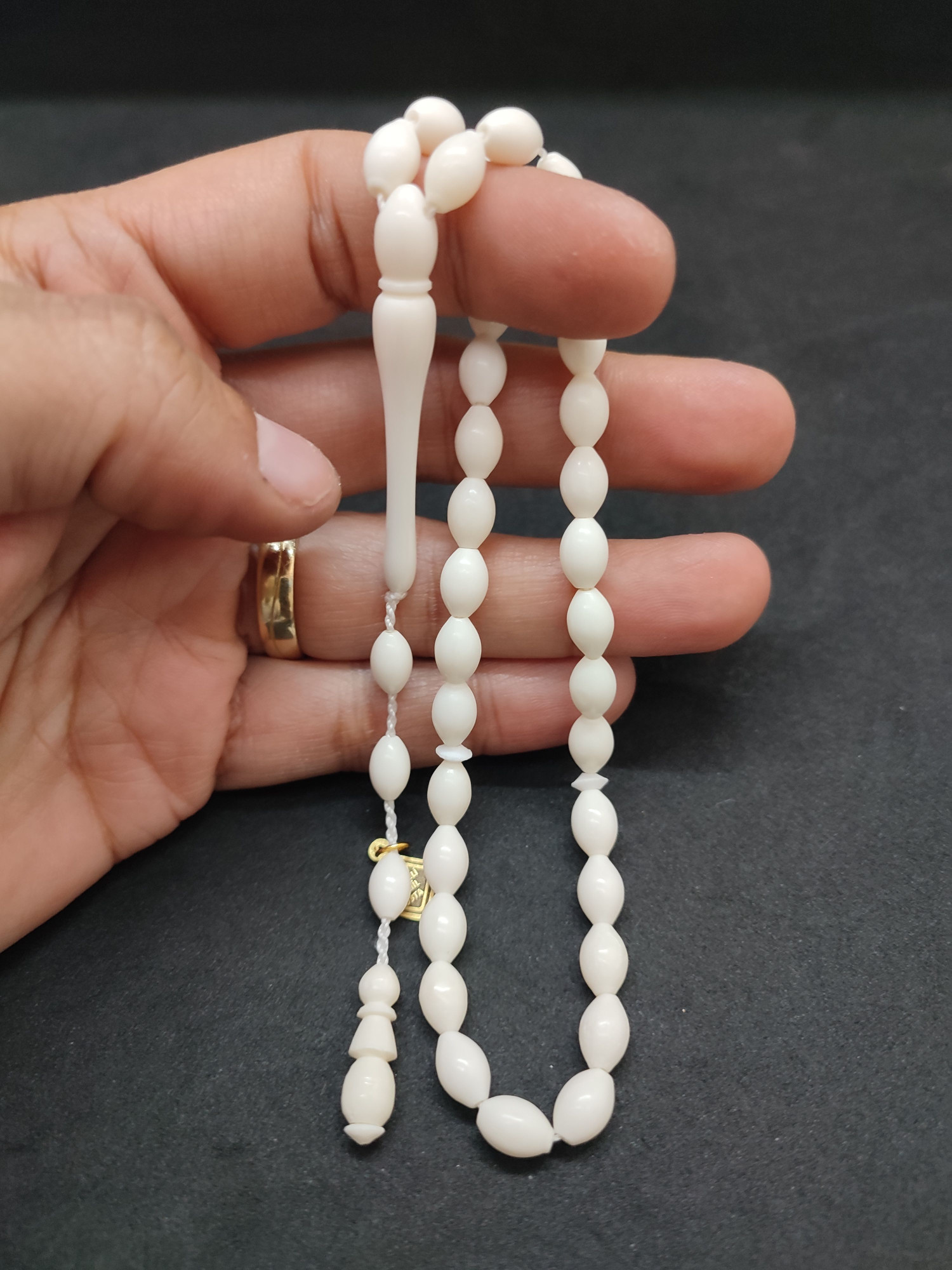 İskeçeli Cemil Usta Eseri Kuru Torna Çift Cİlalı El Boy Naturel Deve Kemiği Sertifikalı 9696 küçük resim 5