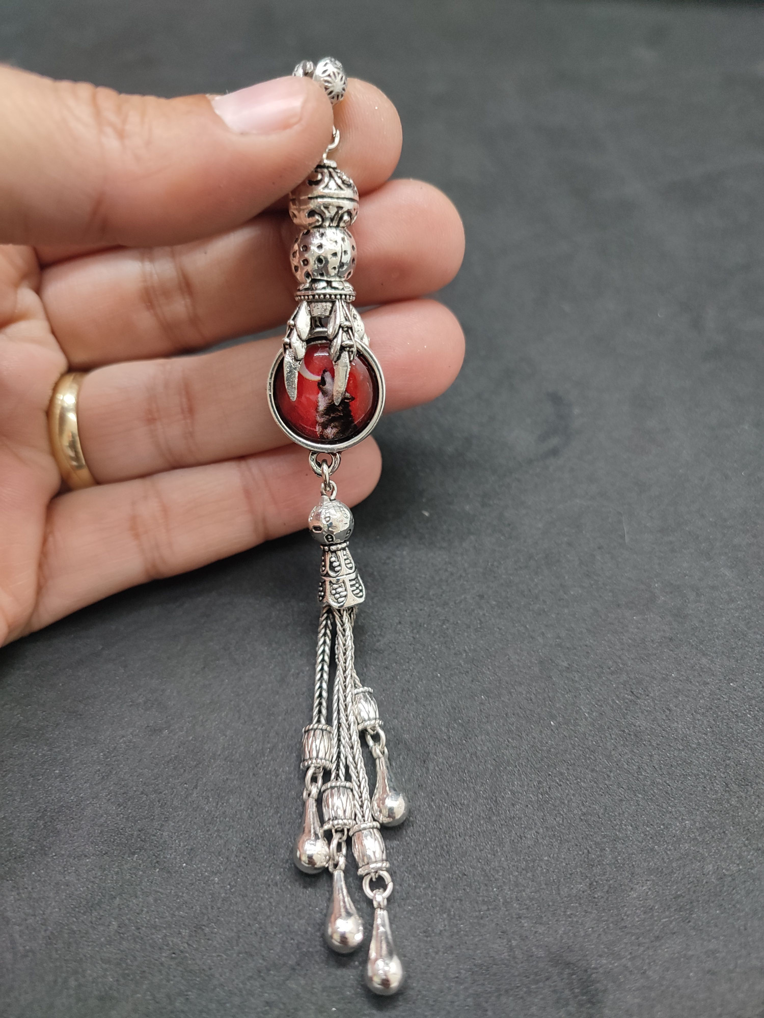 475 Ayar Gümüş Tesbih Püskülü 1089 küçük resim 2