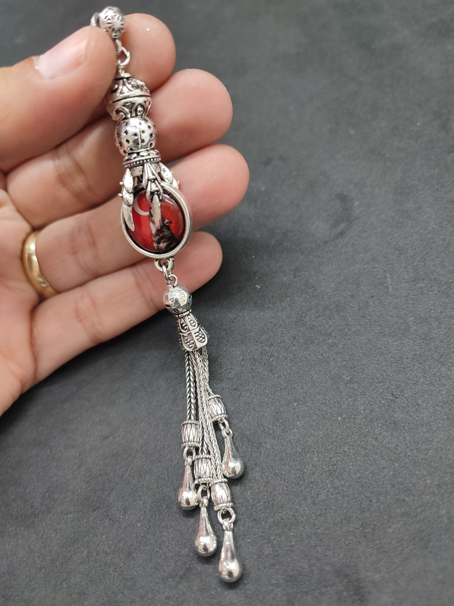 475 Ayar Gümüş Tesbih Püskülü 1089 küçük resim 3