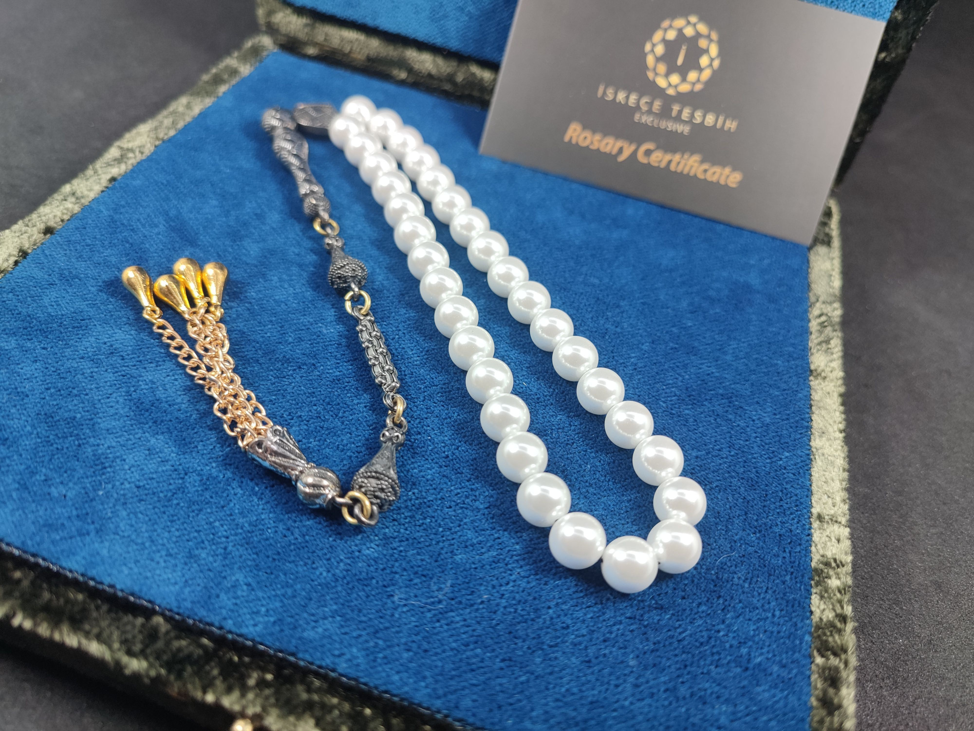 VIP Kutulu Eskitme Yapılmış Alman Gümüş Püsküllü Tam El Boy İnci Sertifikalı 9901 küçük resim 3