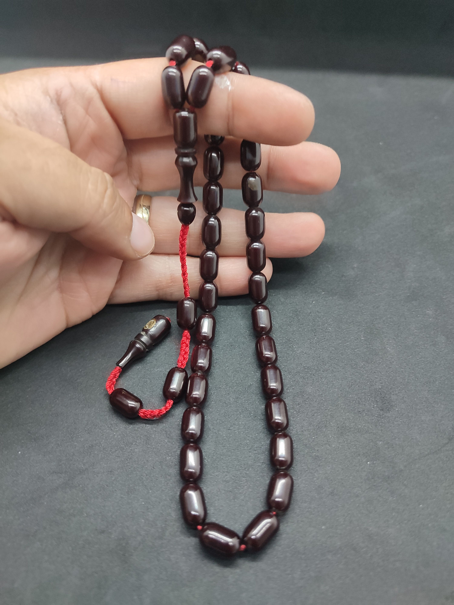 İsa Balkaya Usta Eseri Çift Parça İmame Eski Usul Havşalı Eski Sıkma Kehribar Sertifikalı 9917 küçük resim 5