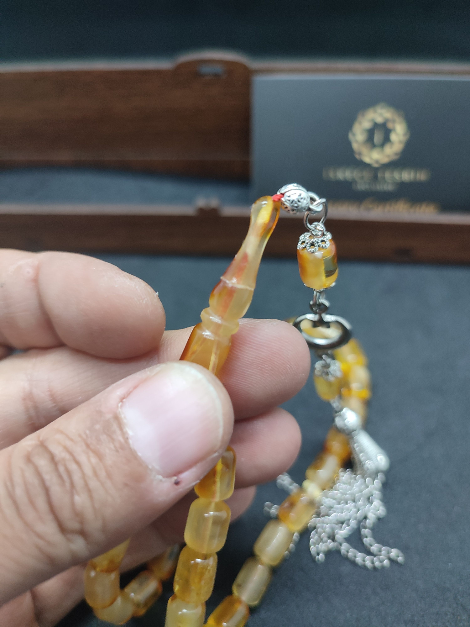 Ahşap Kutulu İamme Çatlak (tamiri Yapılmış) Litfanya Kaya Damla 8.12 Gr. Sertifikalı 9973 küçük resim 3