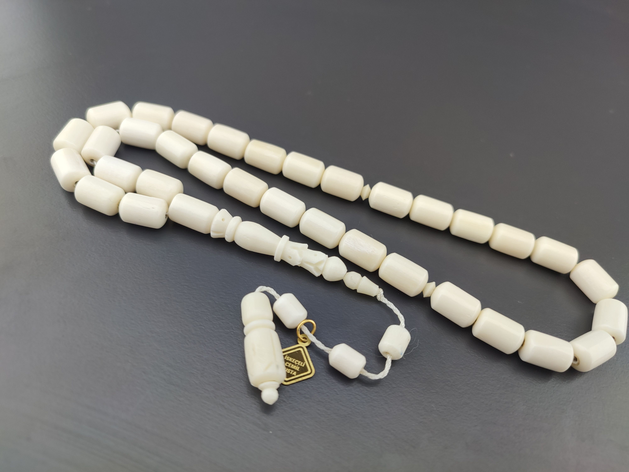 İskeçeli Cemil Usta Eseri İmame Hitame Kalem Oyma Naturel Deve Kemiği Sertifikalı 10424 küçük resim 3