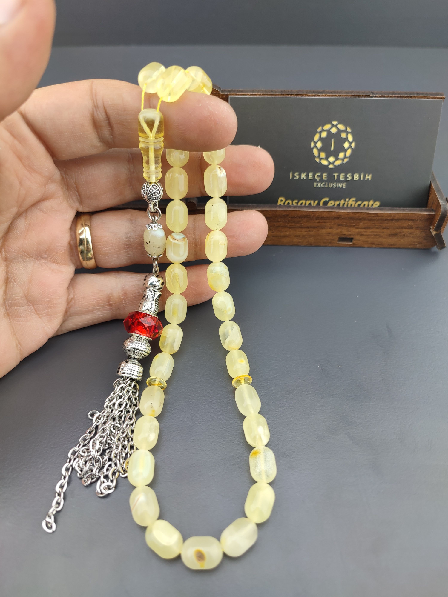 Ahşap Kutulu 475 Ayar Gümüş Püsküllü El Boy Ukrayna Kaya Damla 16.98 Gr. Sertifikalı 10585 küçük resim 3