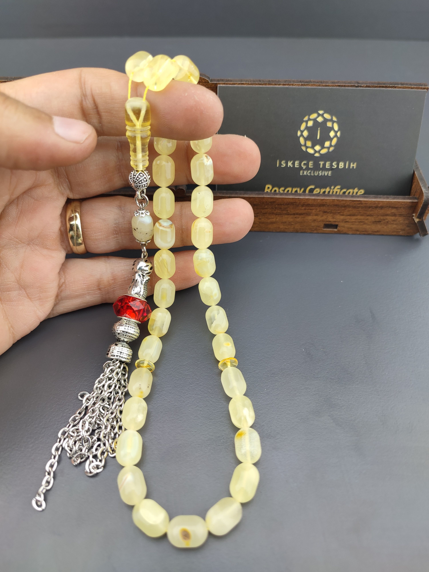 Ahşap Kutulu 475 Ayar Gümüş Püsküllü El Boy Ukrayna Kaya Damla 16.98 Gr. Sertifikalı 10585 küçük resim 5