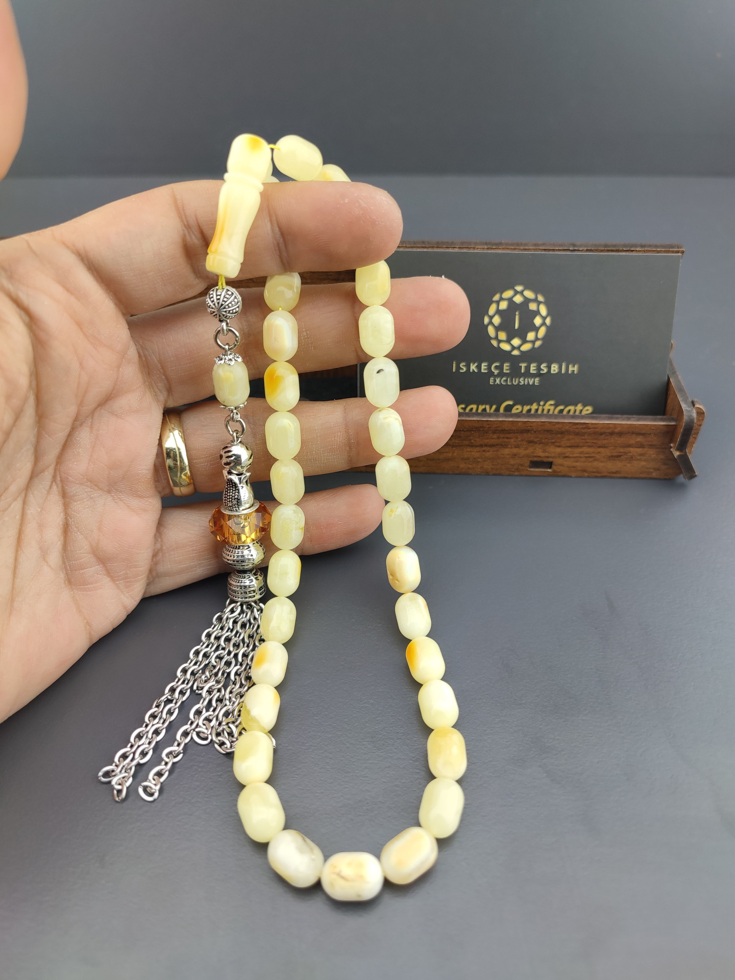 Ahşap Kutulu 475 Ayar Gümüş Püsküllü El Boy Ukrayna Kaya Damla 16.98 Gr. Sertifikalı 10586 küçük resim 3