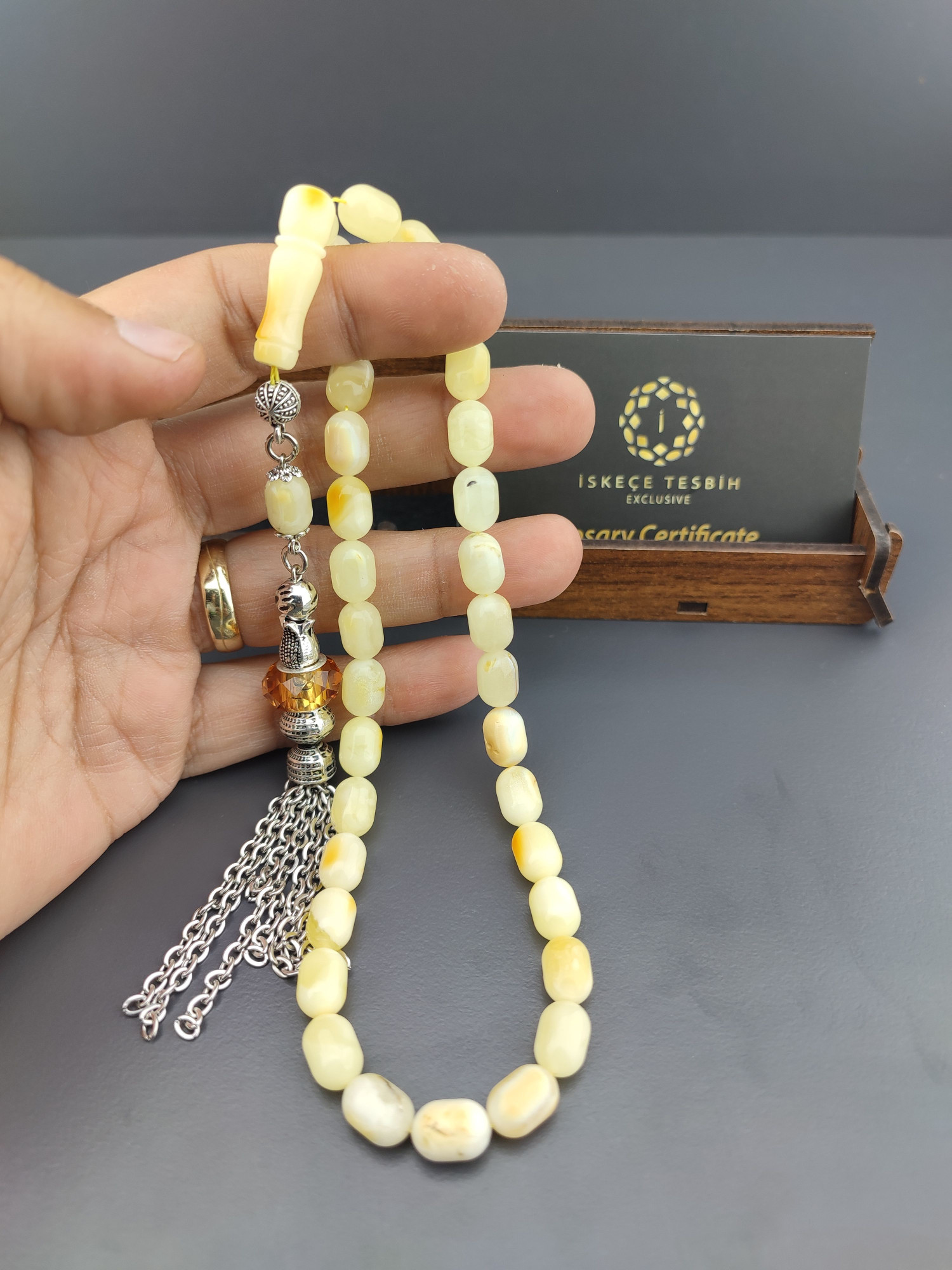 Ahşap Kutulu 475 Ayar Gümüş Püsküllü El Boy Ukrayna Kaya Damla 16.98 Gr. Sertifikalı 10586 küçük resim 5