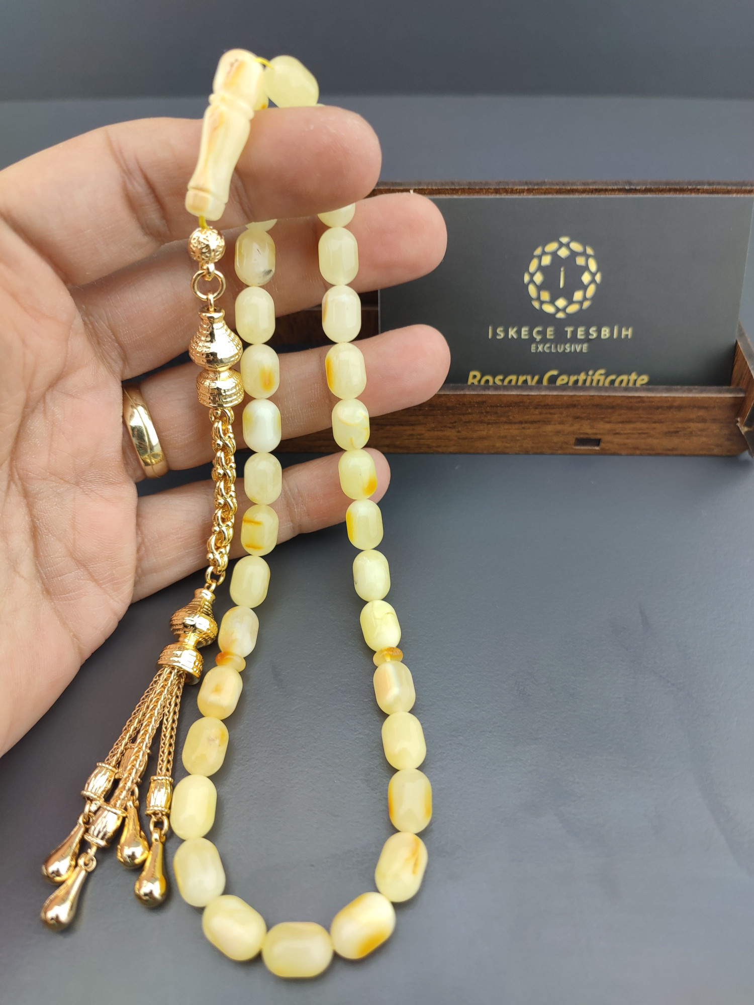 Ahşap Kutulu 475 Ayar Gümüş Püsküllü El Boy Ukrayna Kaya Damla 16.98 Gr. Sertifikalı 10587 küçük resim 3