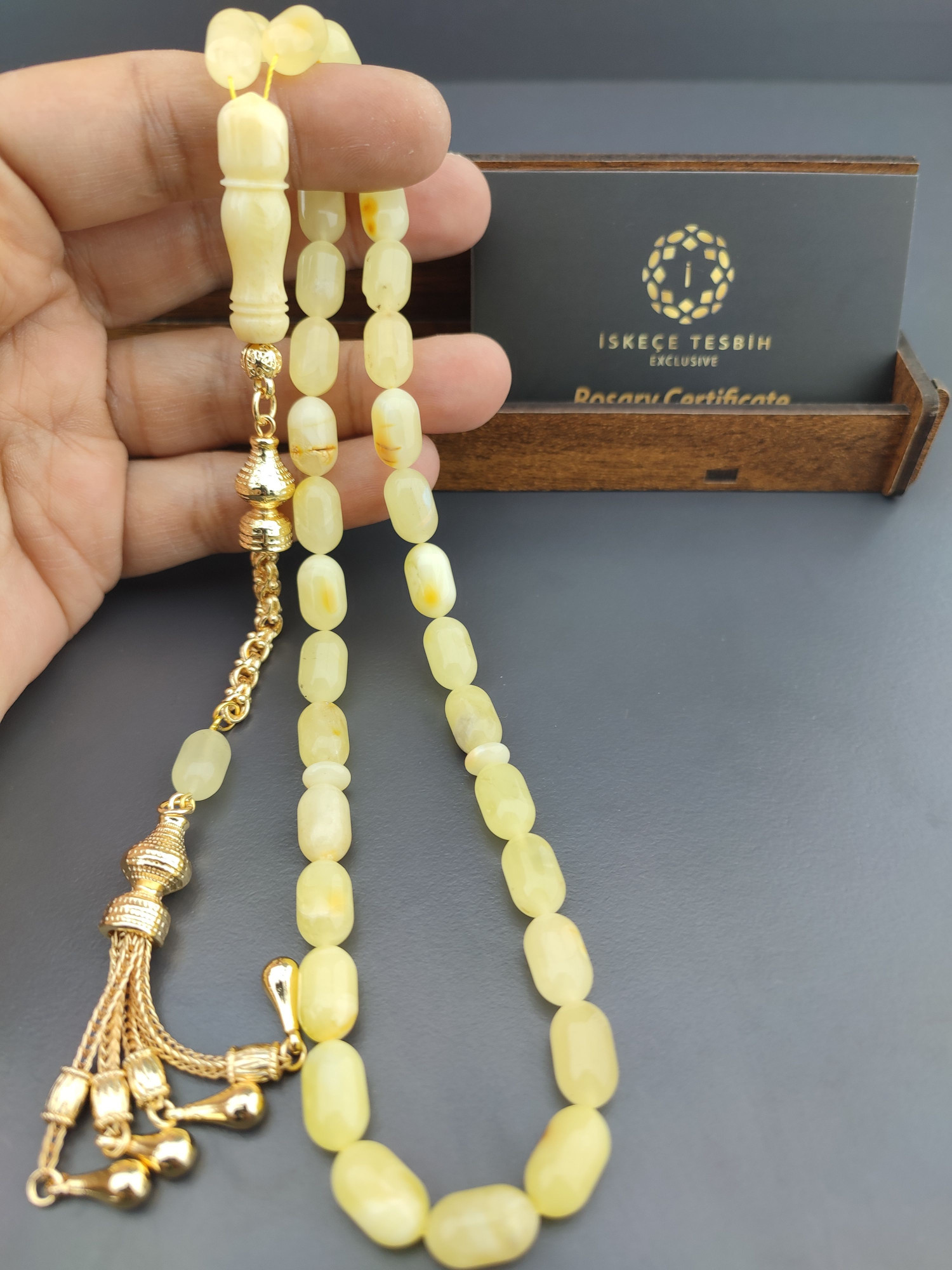 Ahşap Kutulu 475 Ayar Gümüş Püsküllü El Boy Ukrayna Kaya Damla 23.18 Gr. Sertifikalı 10661 küçük resim 3