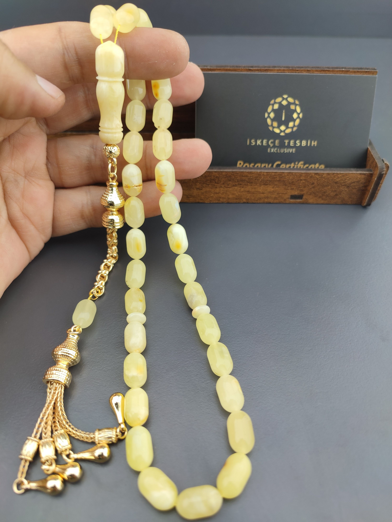 Ahşap Kutulu 475 Ayar Gümüş Püsküllü El Boy Ukrayna Kaya Damla 23.18 Gr. Sertifikalı 10661 küçük resim 5