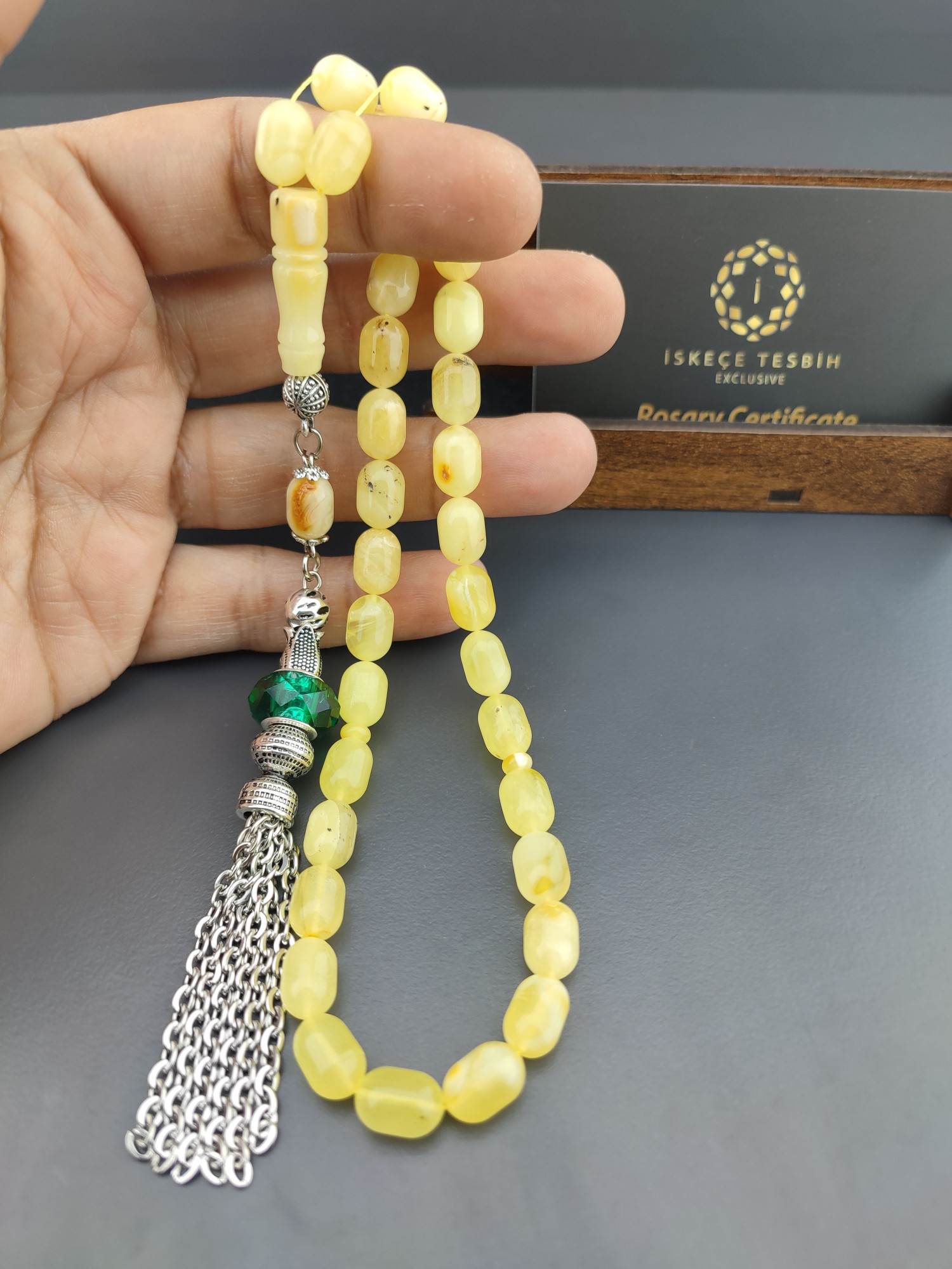 Ahşap Kutulu 475 Ayar Gümüş Püsküllü El Boy Ukrayna Kaya Damla 16.90 Gr. Sertifikalı 10663 küçük resim 4