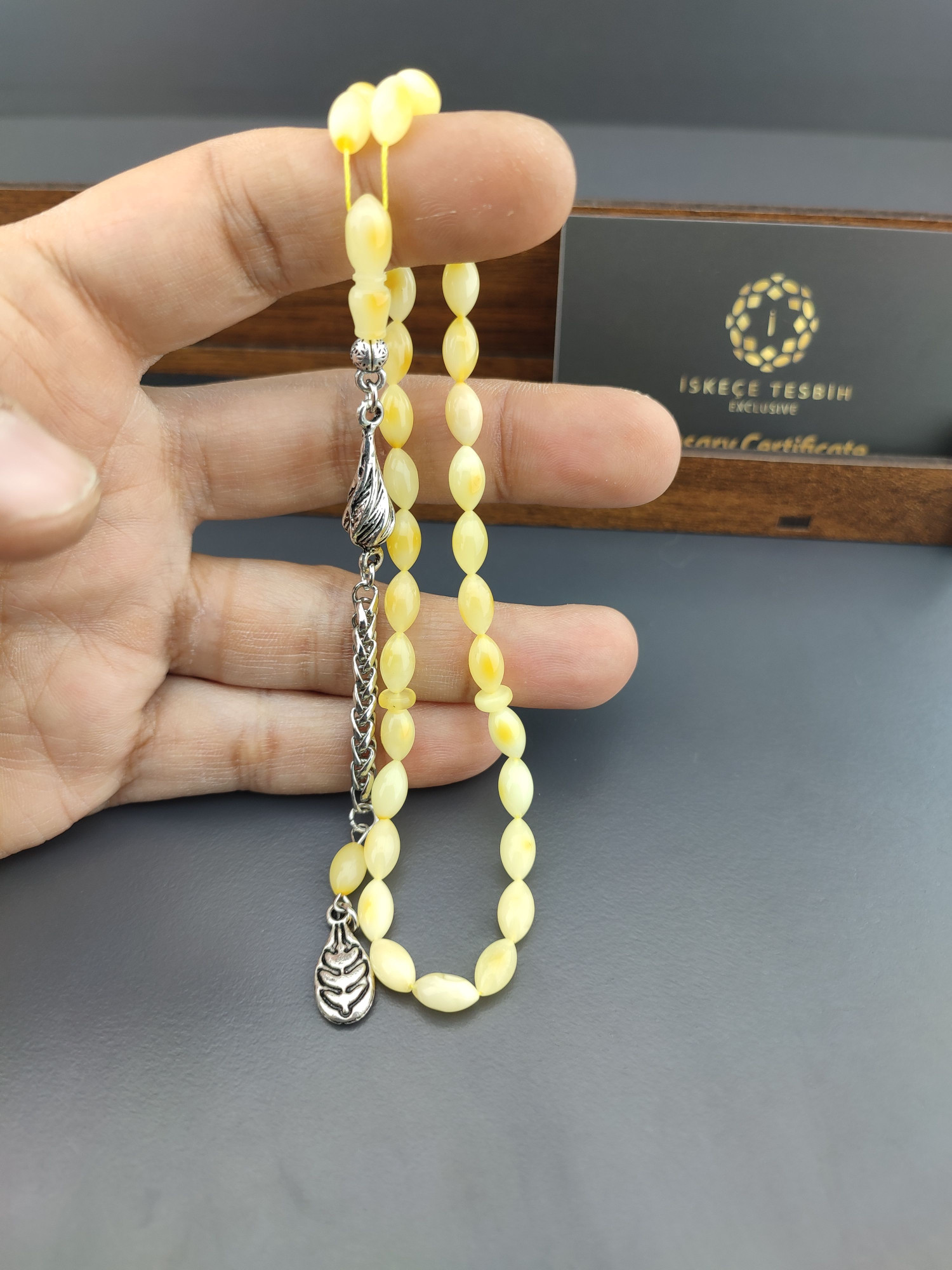 Ahşap Kutulu 475 Ayar Gümüş Püsküllü El Boy Ukrayna Kaya Damla 9.05 Gr. Sertifikalı 10668 küçük resim 5